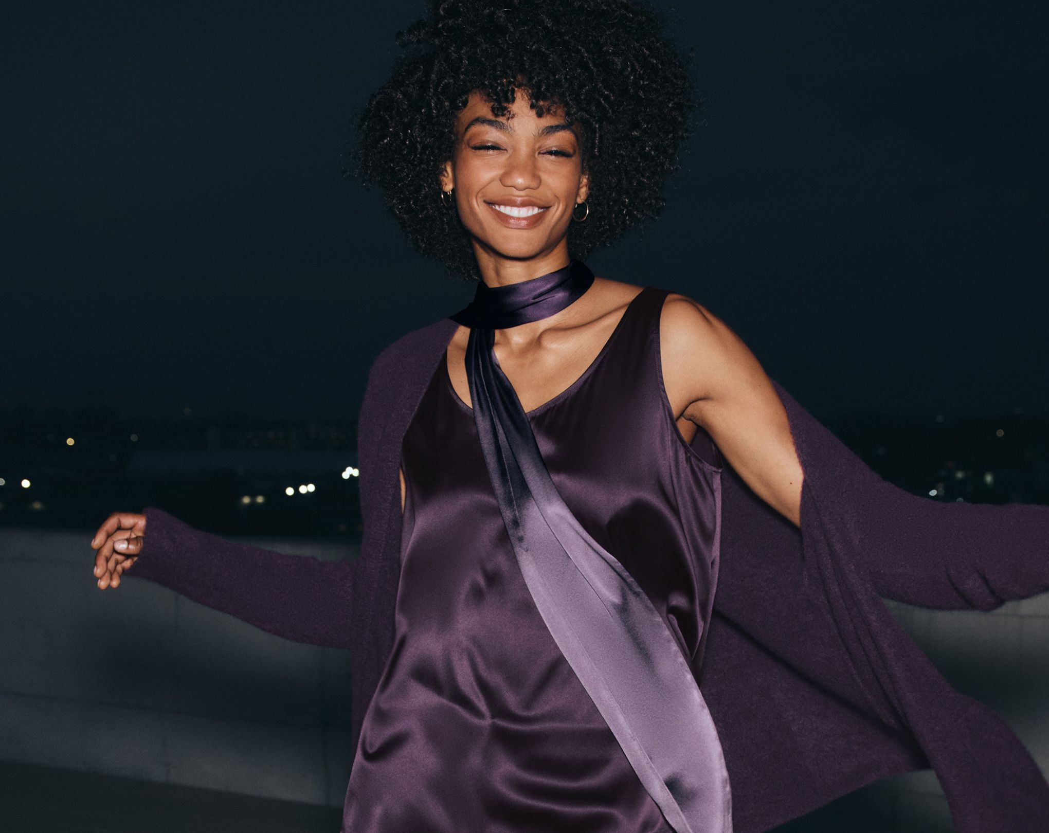 Stretch Silk Charmeuse Scoop Neck Tank