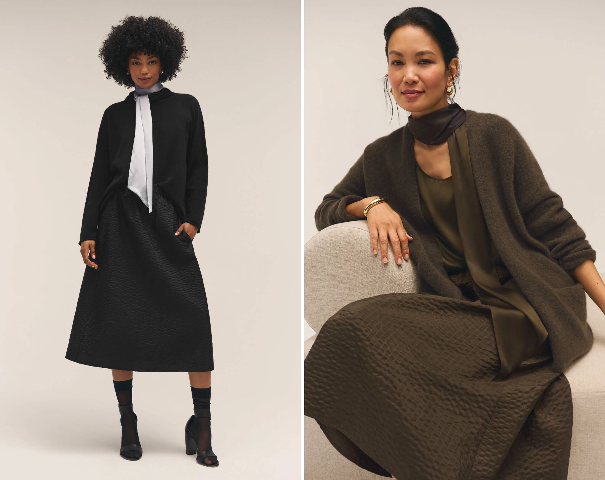 Quilted Silk A Line Skirt