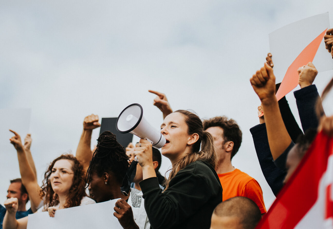 Group of people protesting.