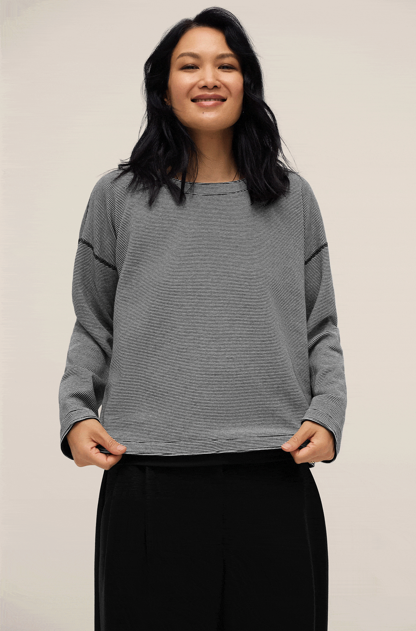 Doubleknit Organic Cotton Stripe Reversible Top