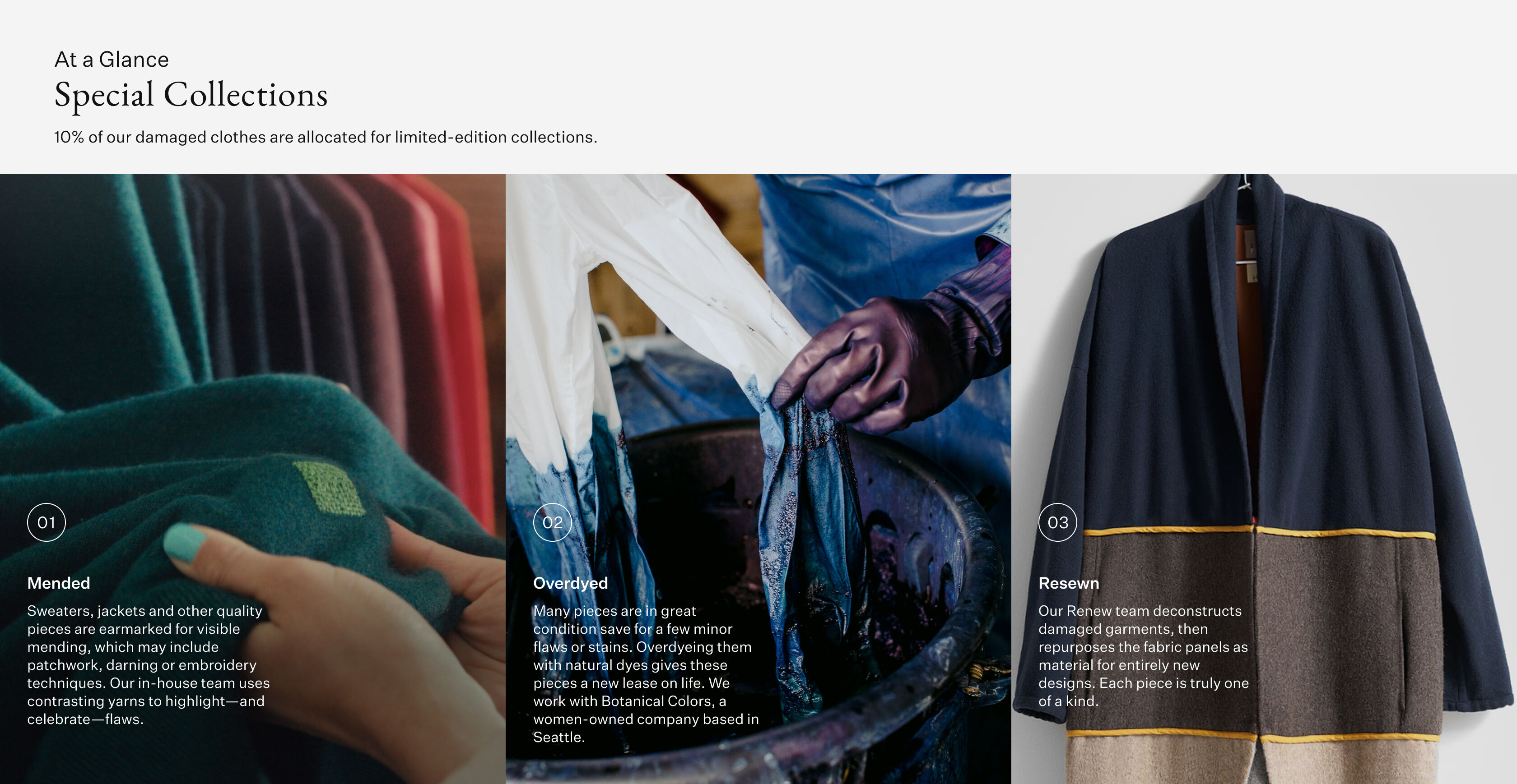 Infographic featuring mended, overdyed and resewn clothes.