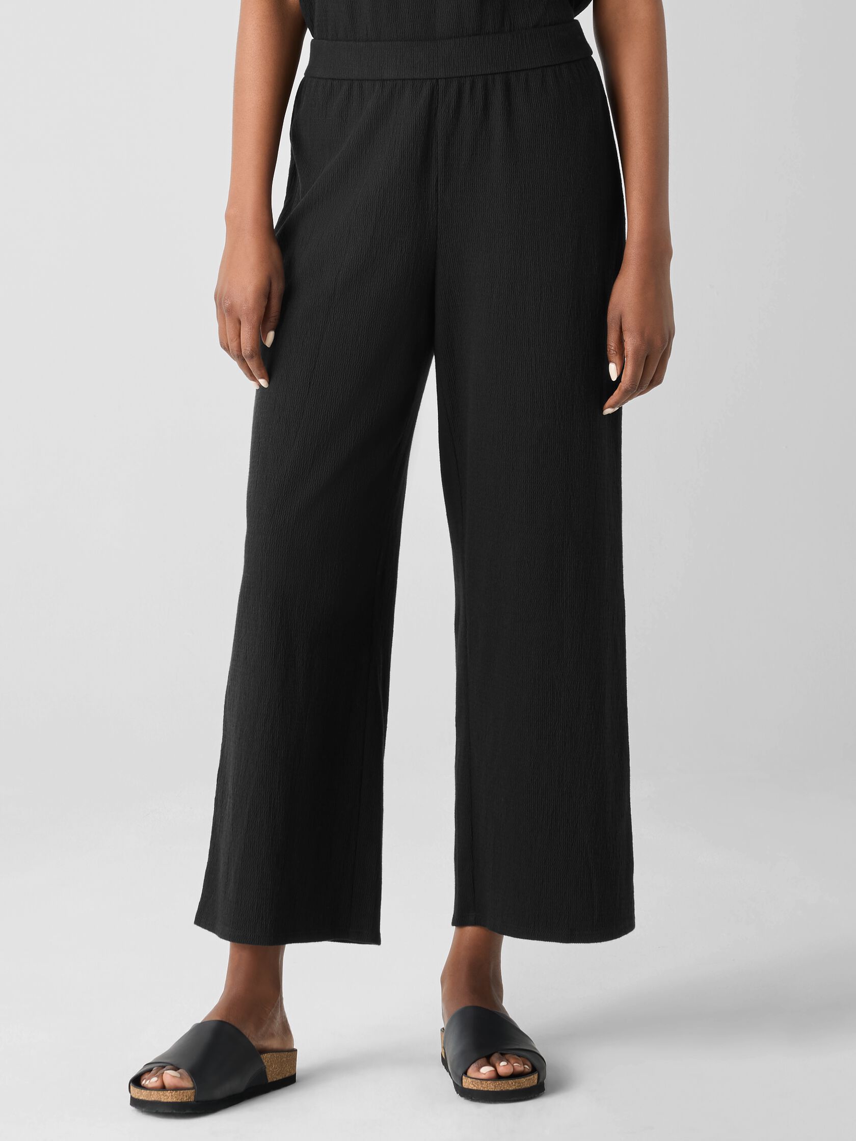 Crinkled Jersey Wide-Leg Pant