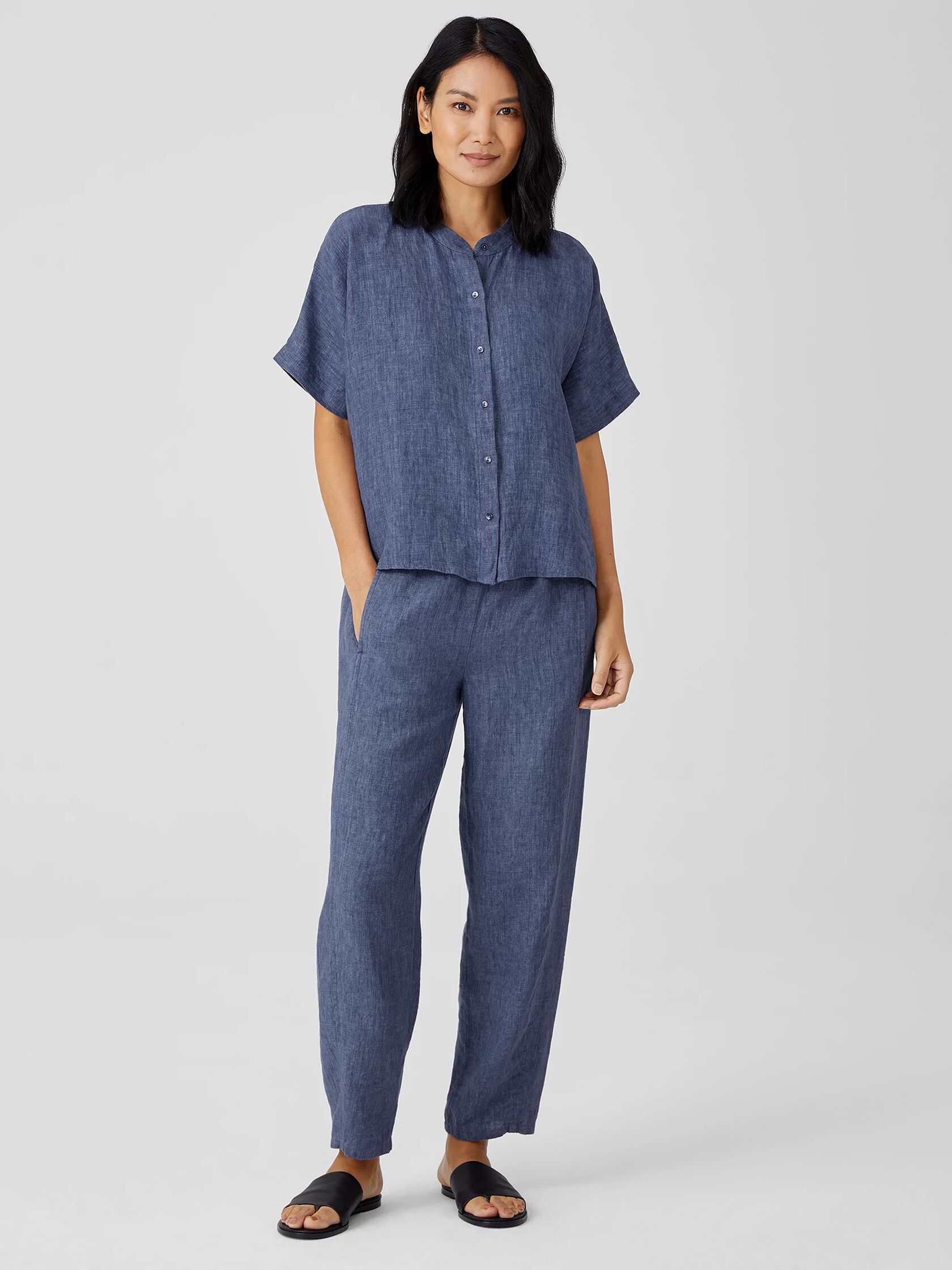 Washed Organic Linen Delave Shirt