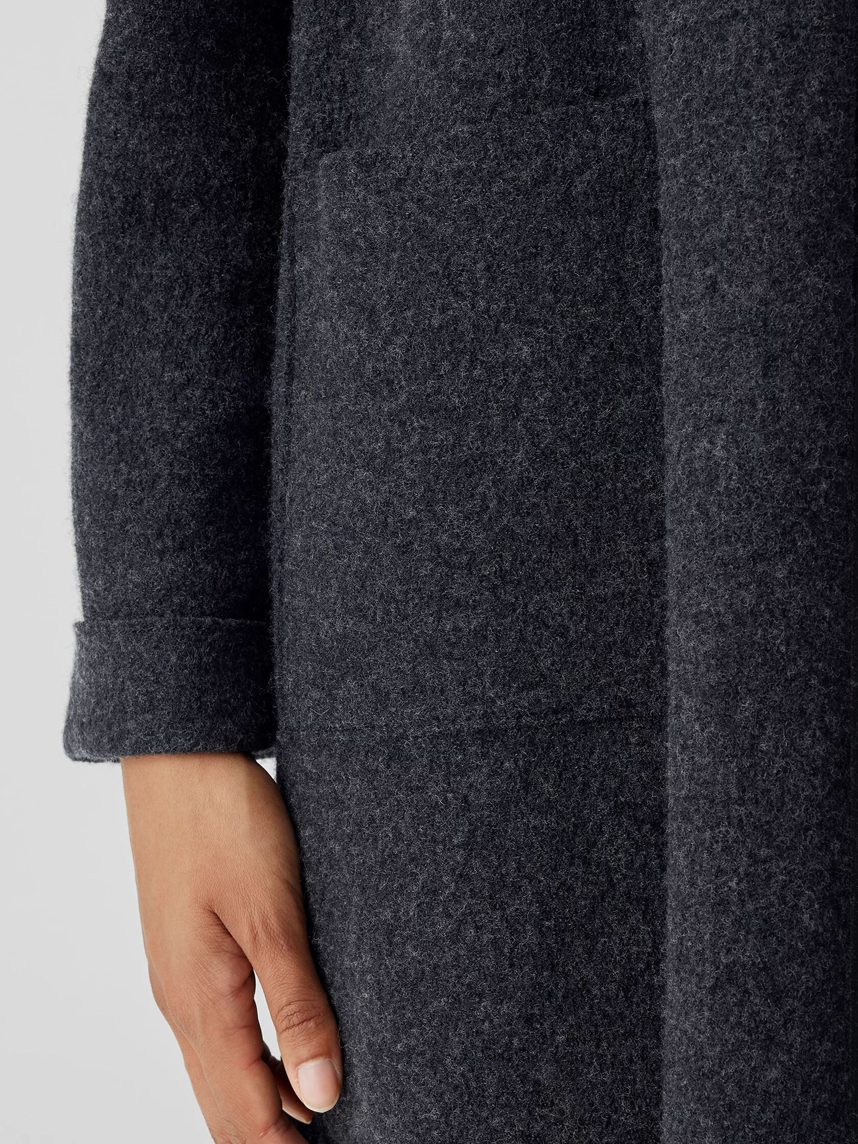 Lightweight Boiled&nbsp;Wool High Collar Coat in Regenerative Wool