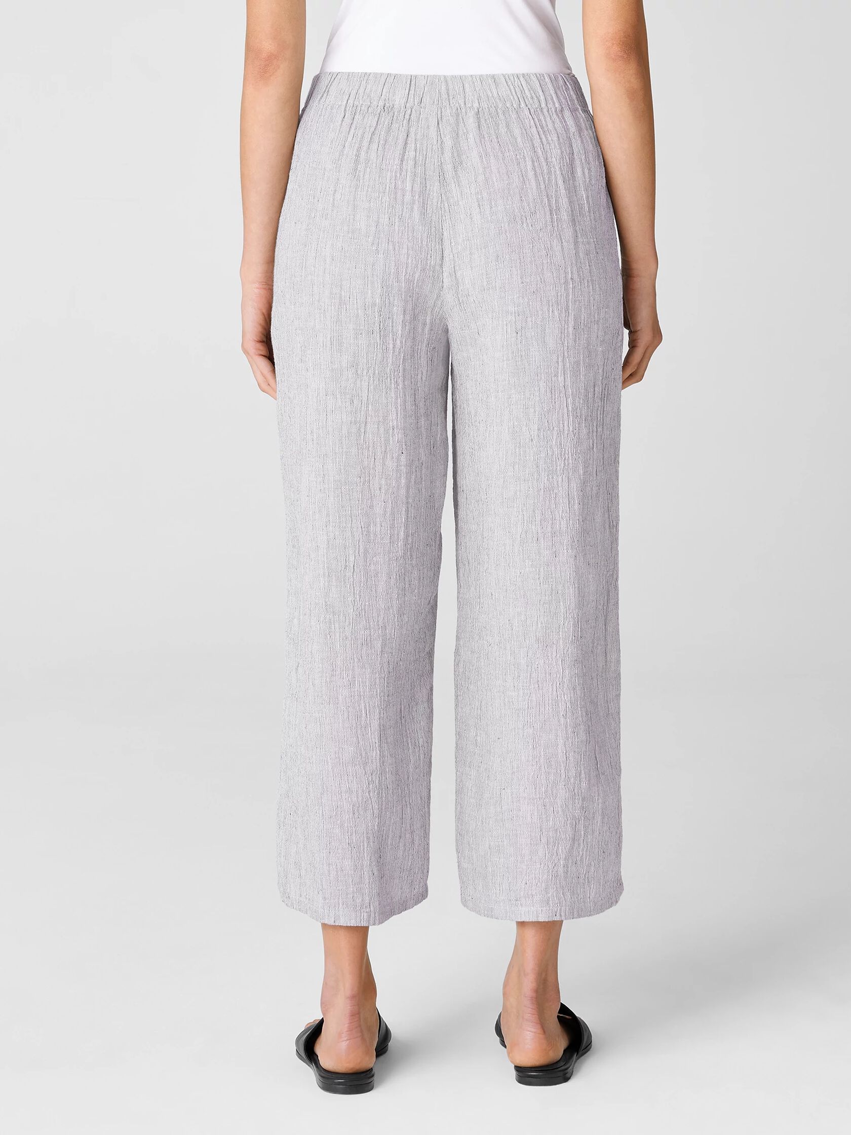 Striped Organic Linen Crinkle&nbsp;Wide-Leg Pant