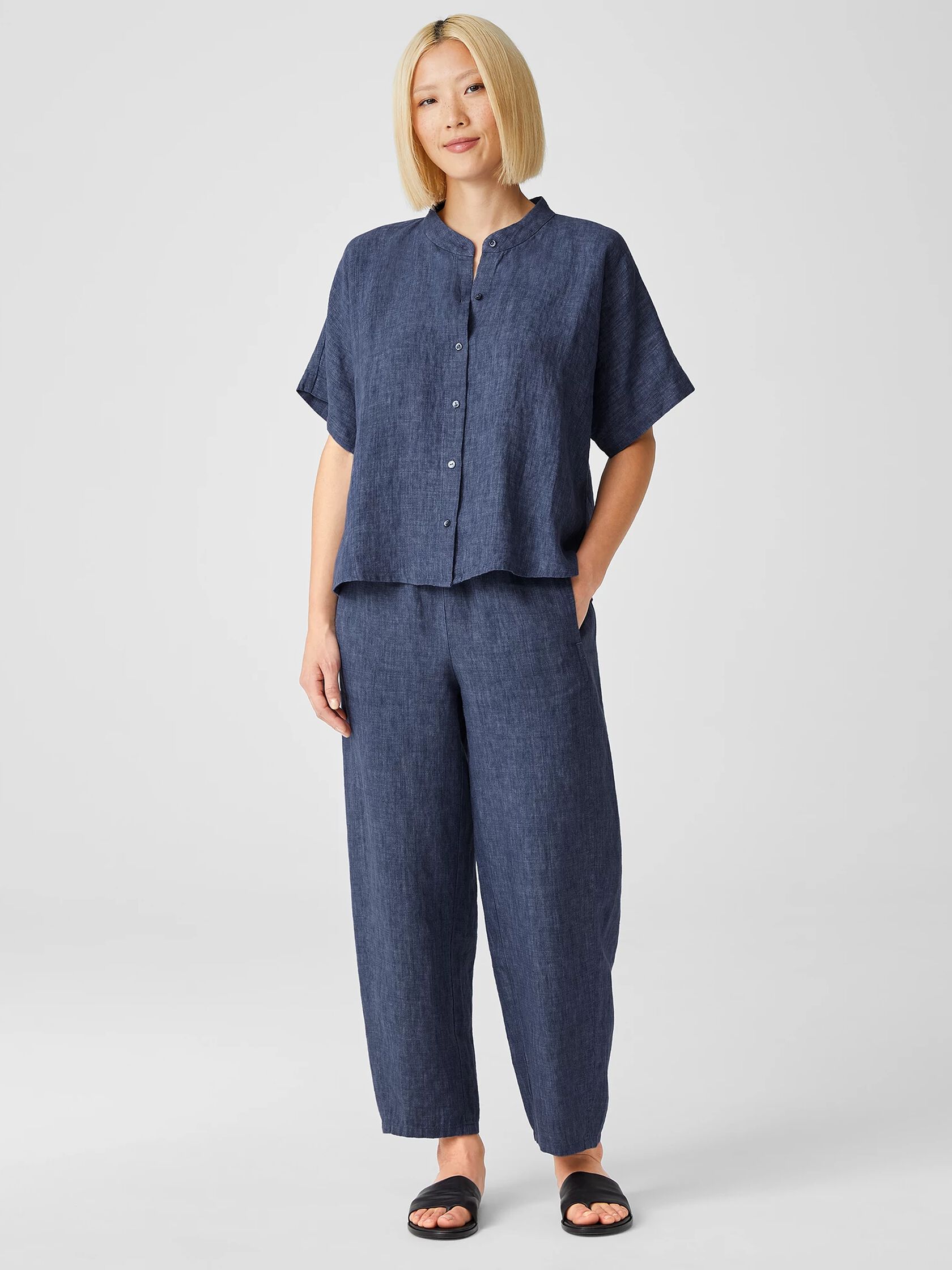 Washed Organic Linen Delave Shirt
