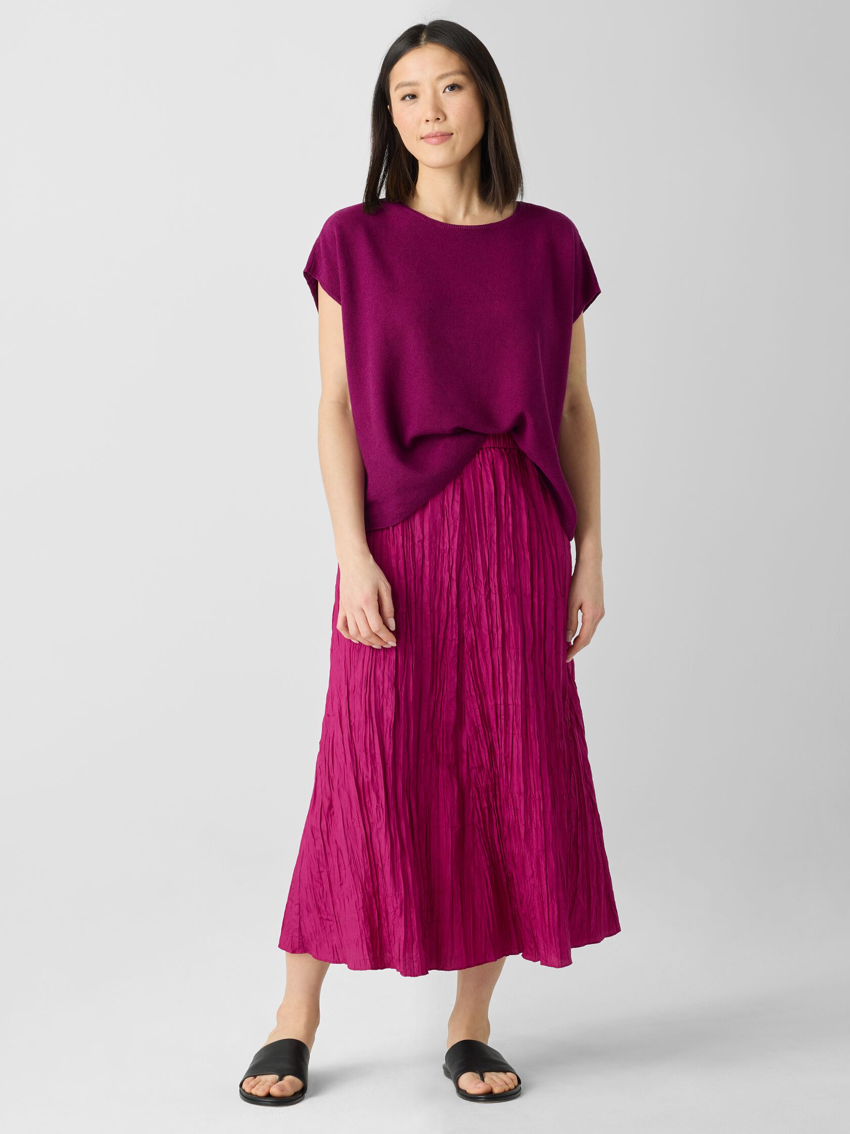 Crushed Silk Flared Skirt