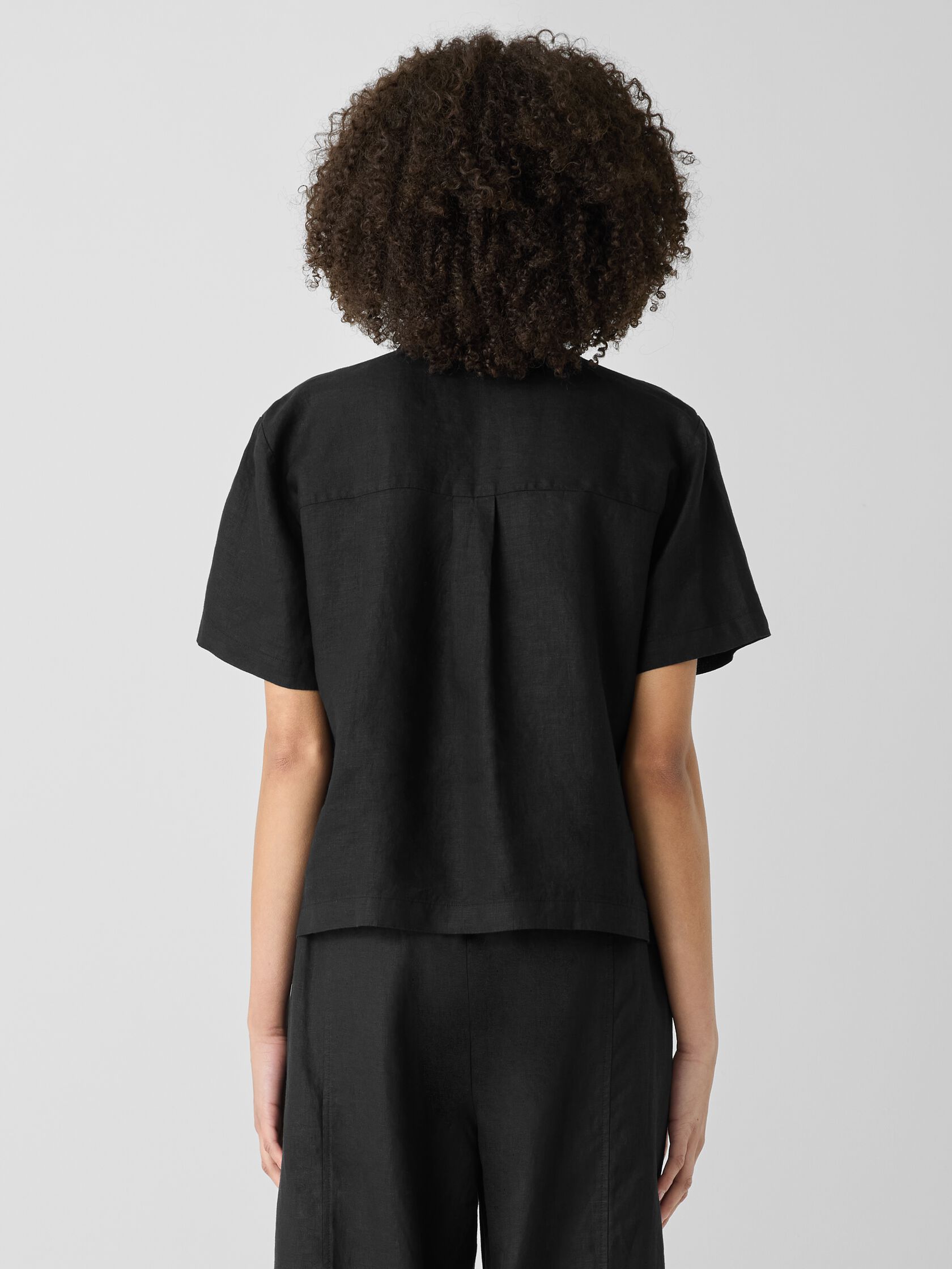 Organic Handkerchief Linen&nbsp;Band Collar Shirt