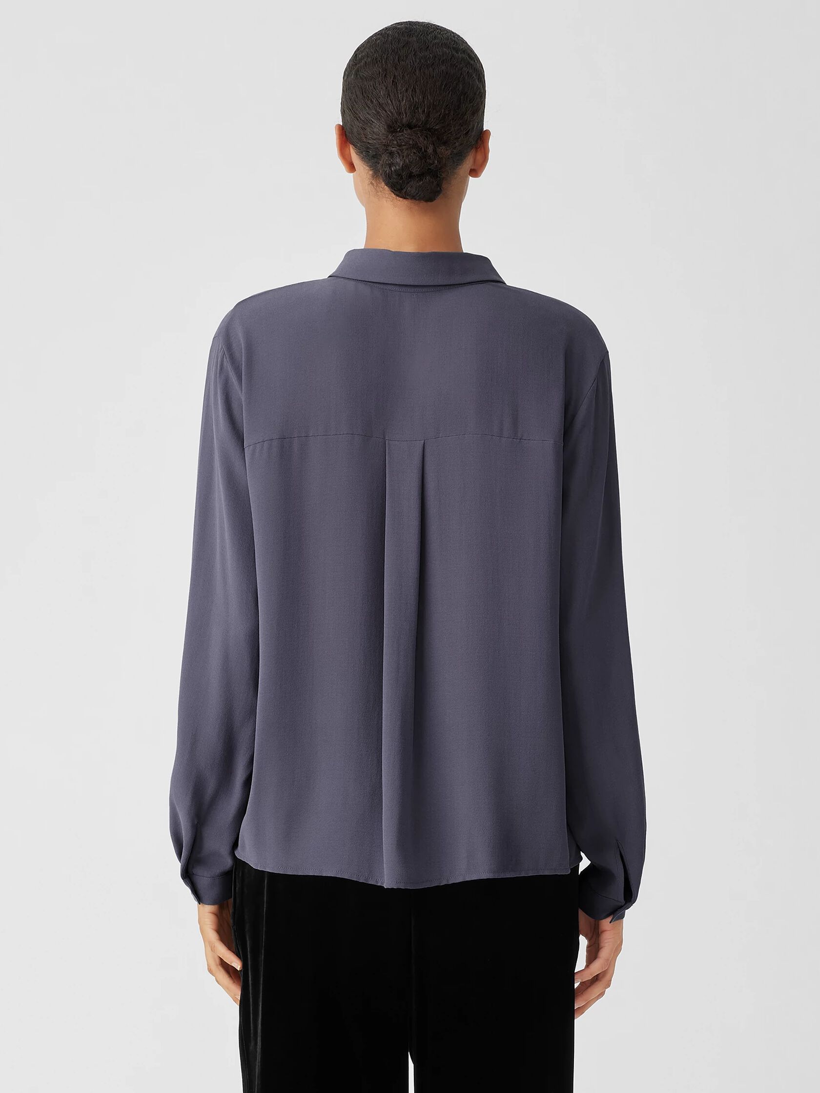 Silk Georgette Crepe Classic Collar Shirt