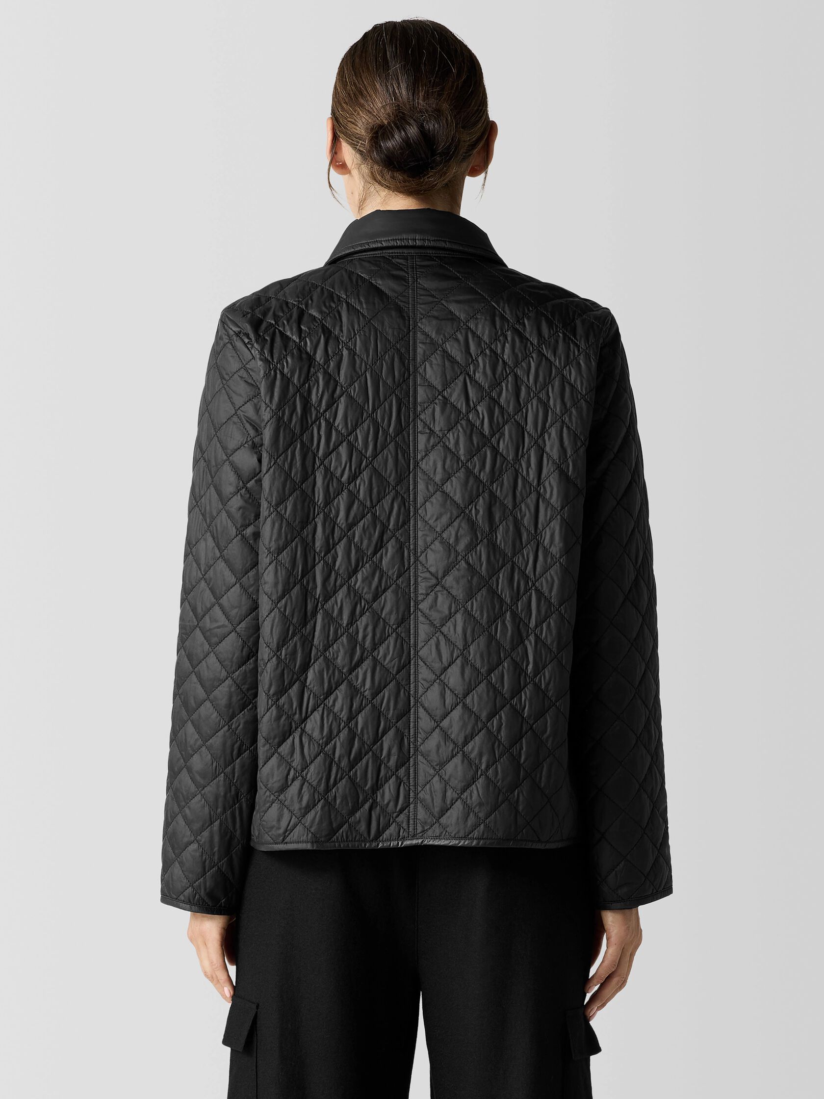 Eggshell Recycled Nylon Classic Collar Coat