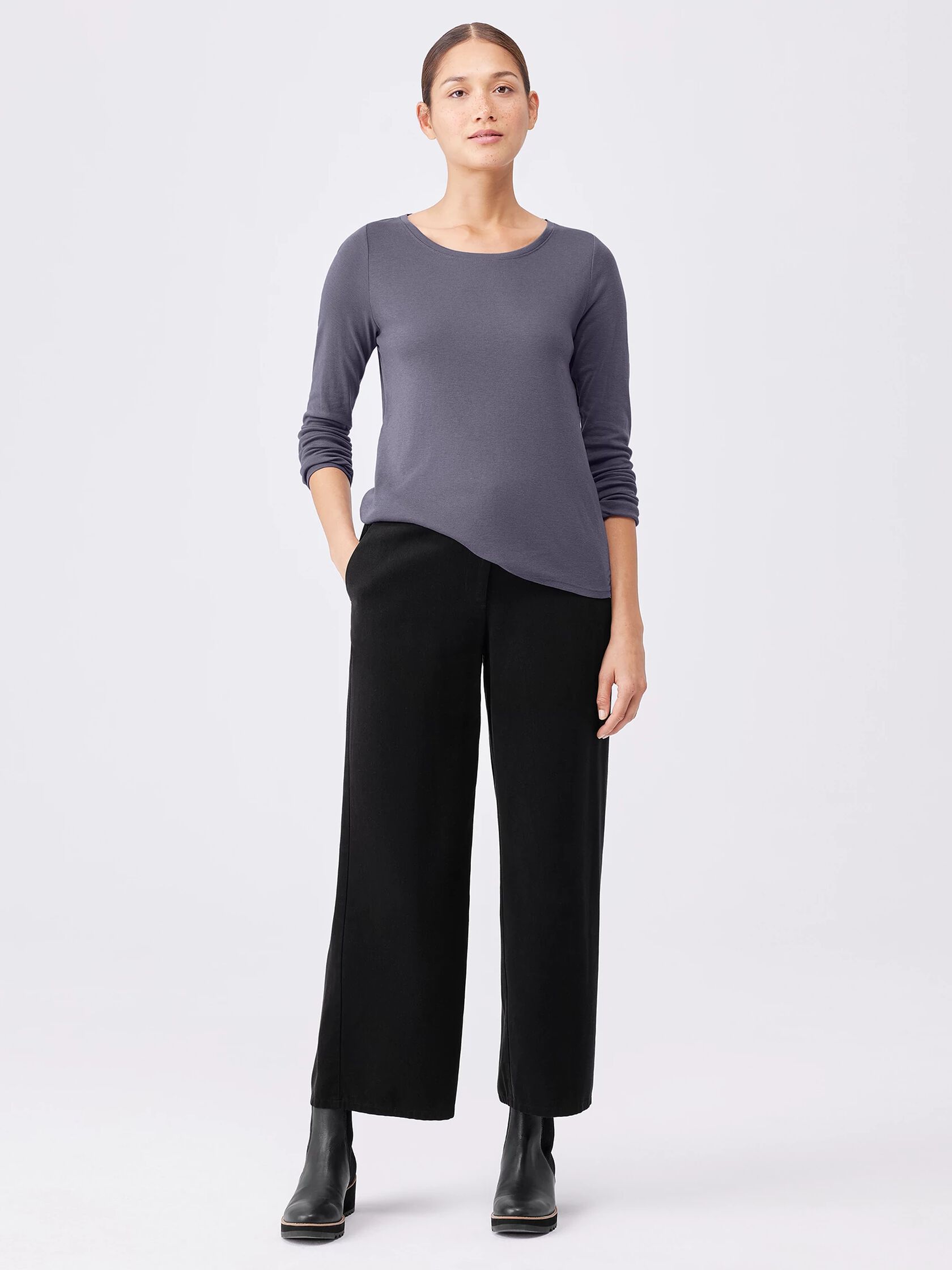 Pima Cotton Blend Scoop Neck Top