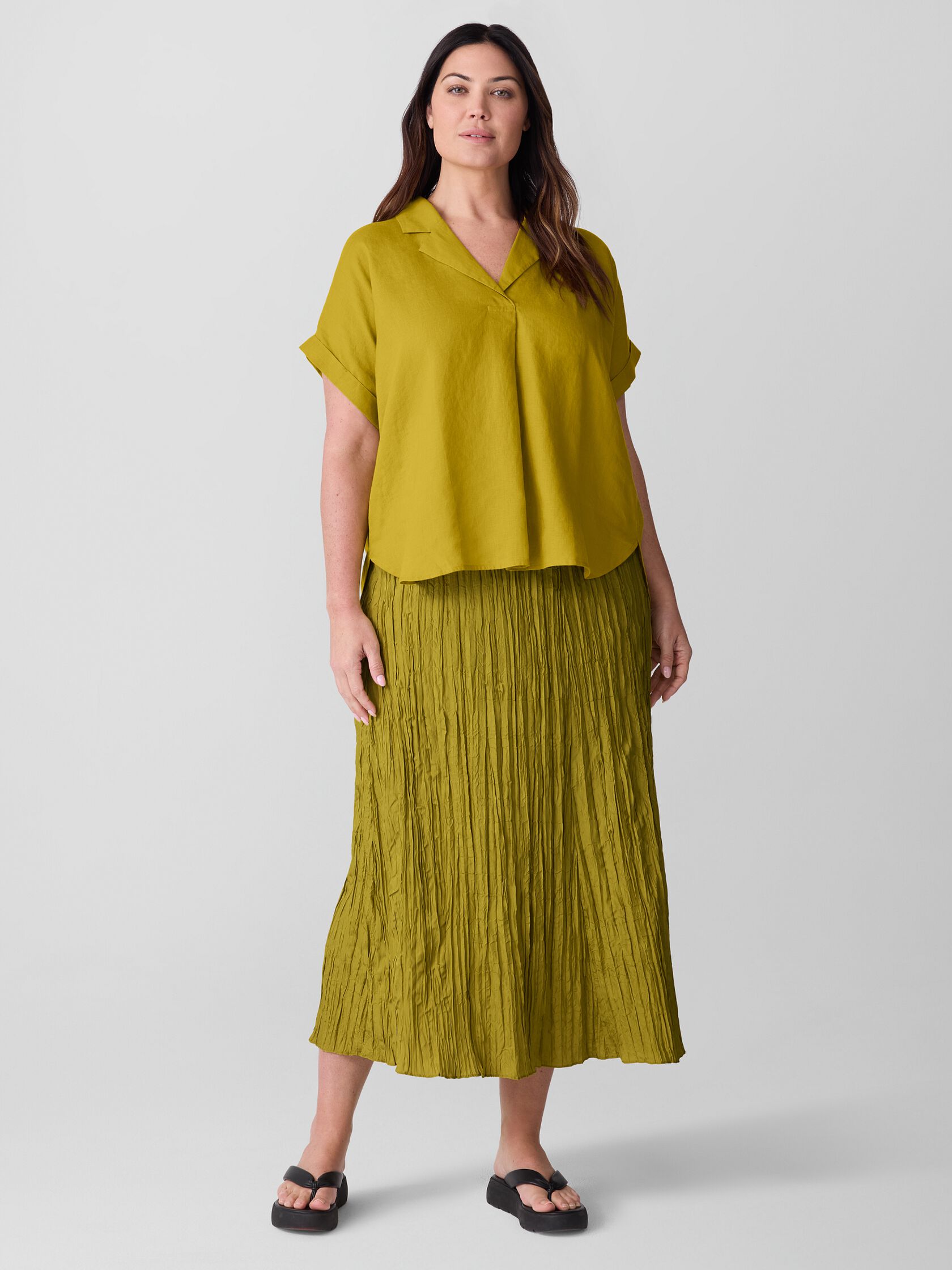Crushed Silk Flared Skirt