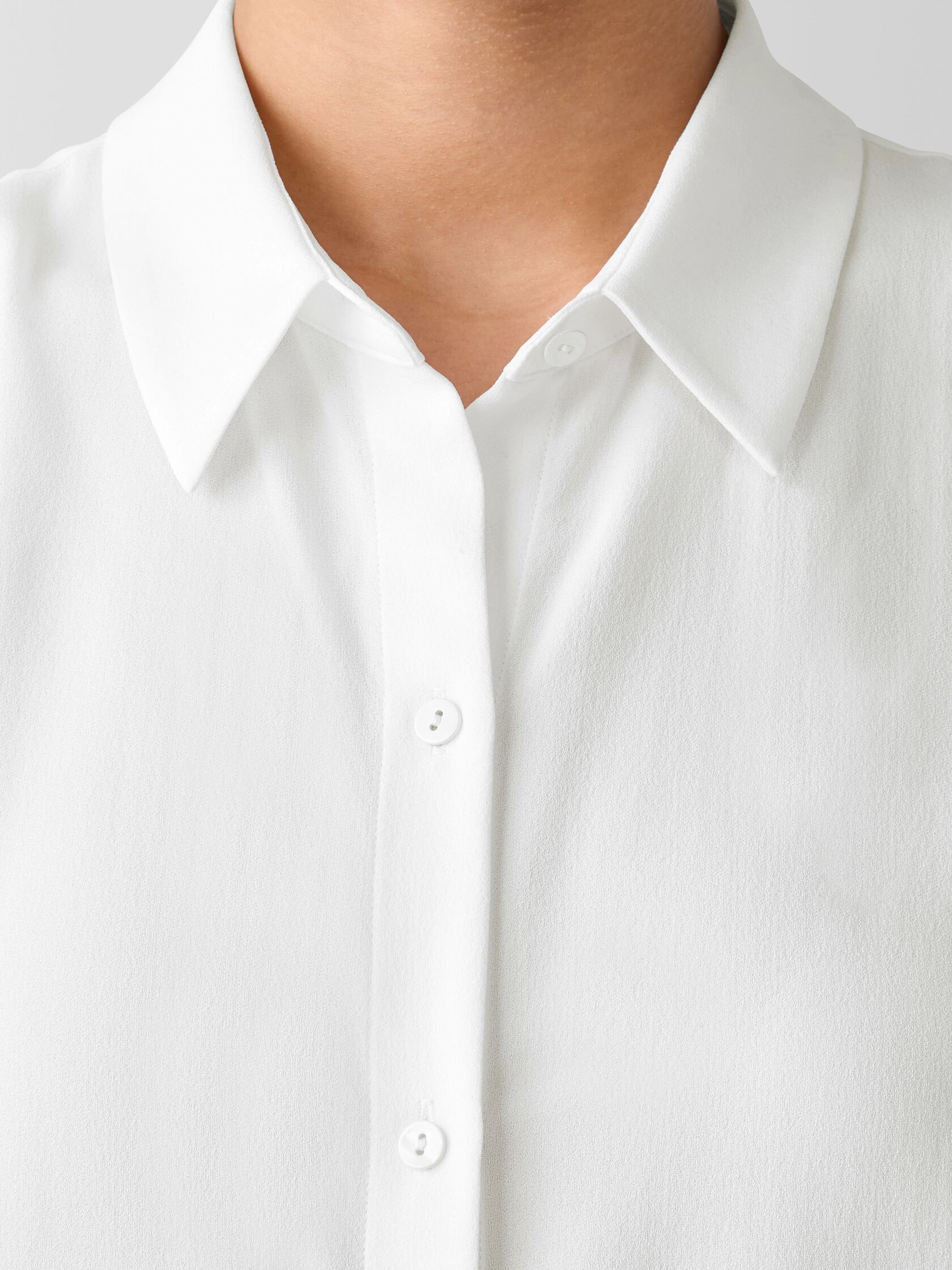 Silk Georgette Crepe Classic Collar Sleeveless Shirt