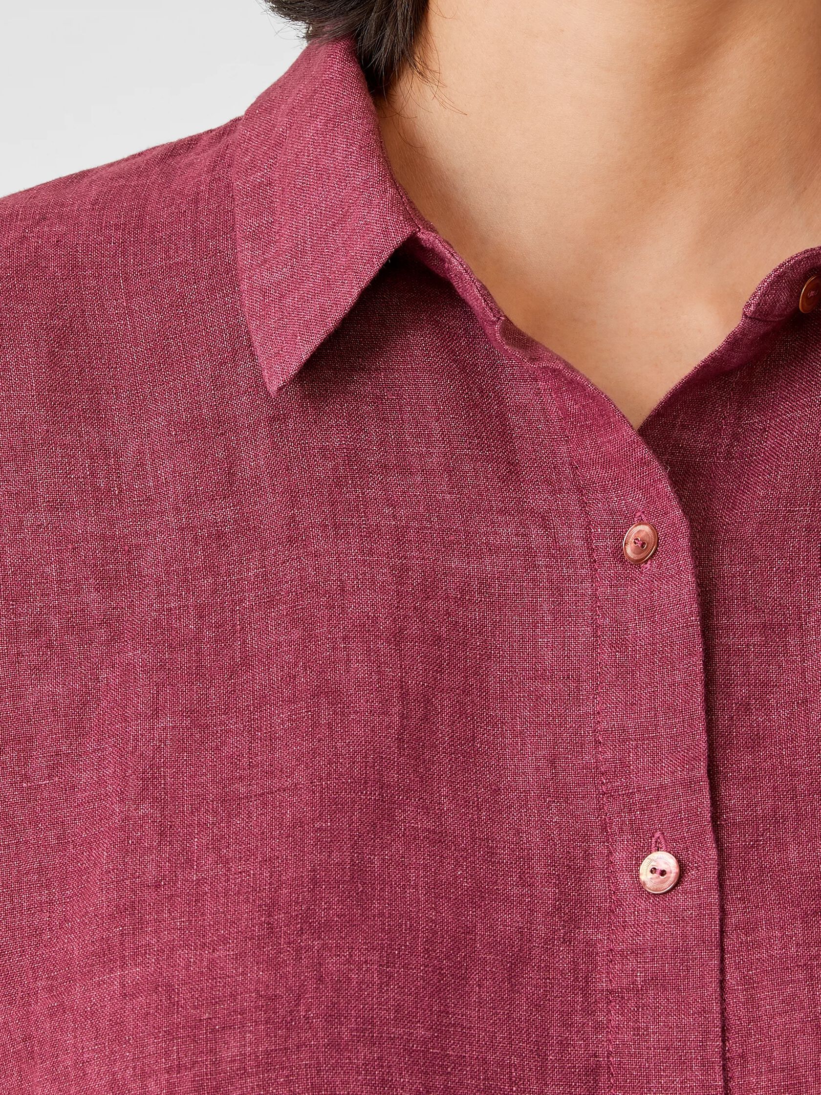 Washed Organic Linen Delave Short-Sleeve Shirt