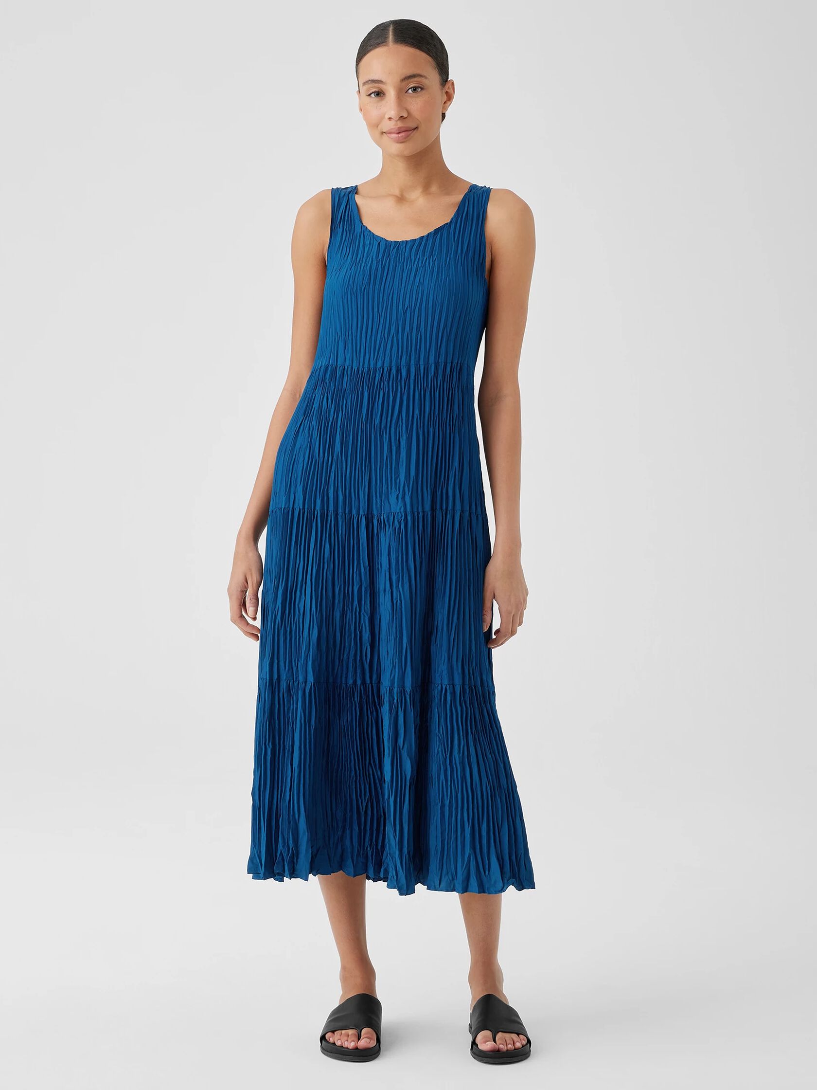 Crushed Silk Tiered Dress