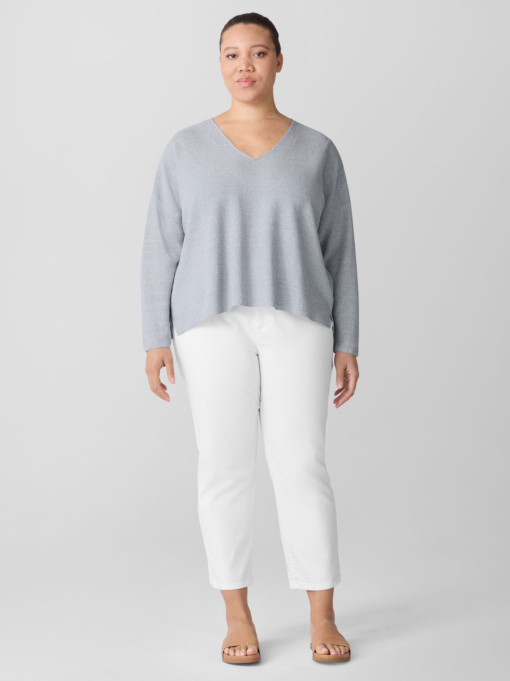 Organic Linen Cotton V-Neck Top