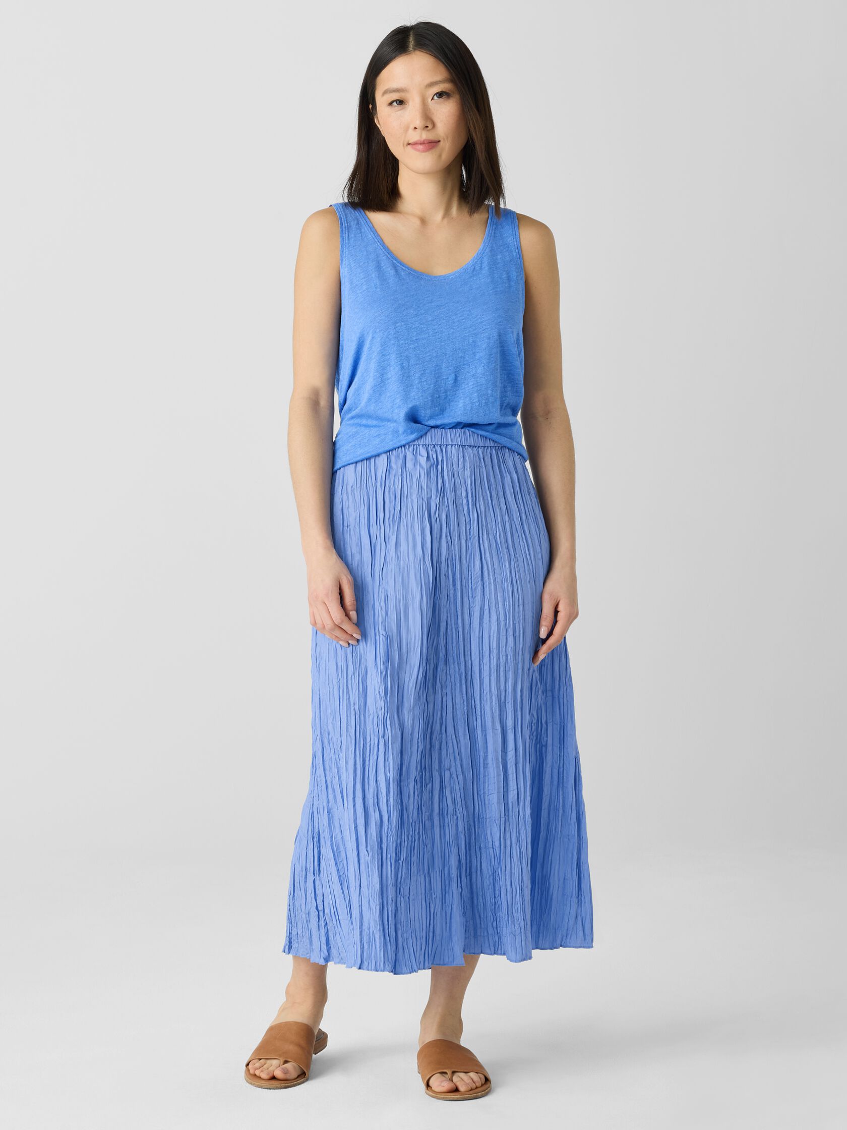 Crushed Silk Flared Skirt