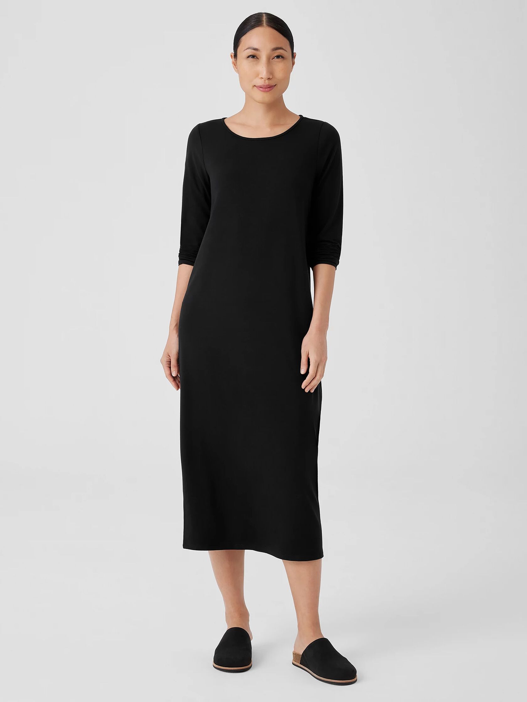 Stretch Jersey Knit Jewel Neck Dress
