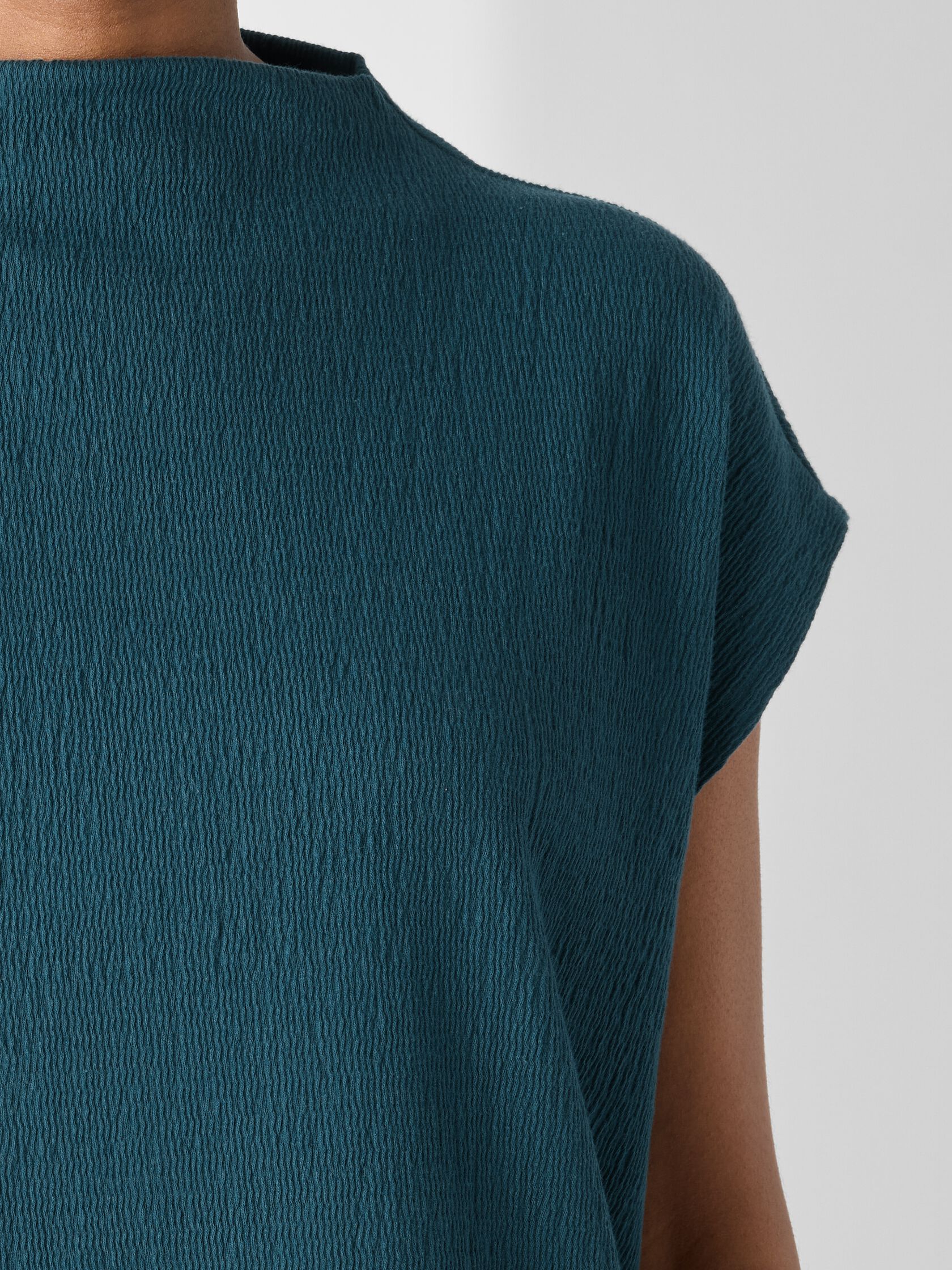 Crinkled Jersey Funnel Neck Top