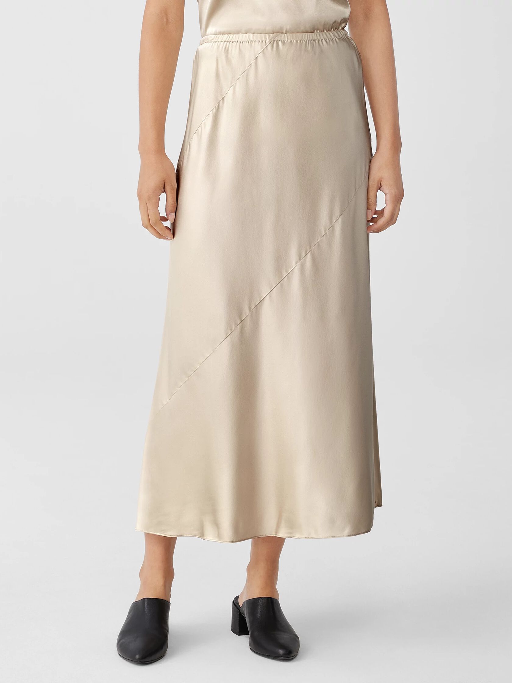 Stretch Silk Charmeuse Bias Skirt