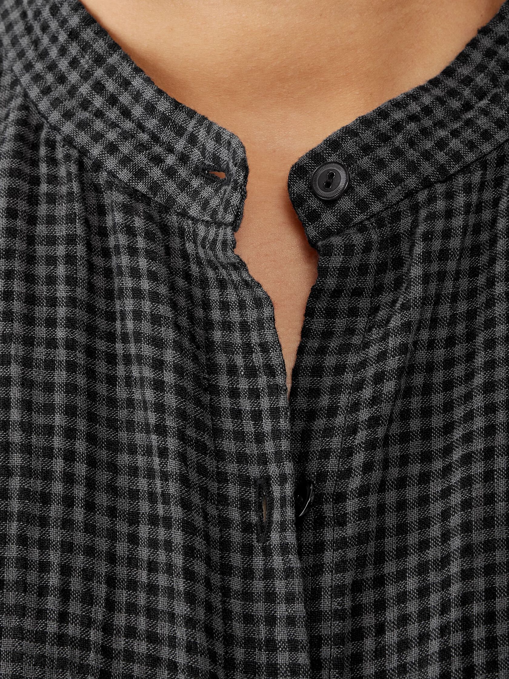 Puckered Organic Linen Long Shirtdress