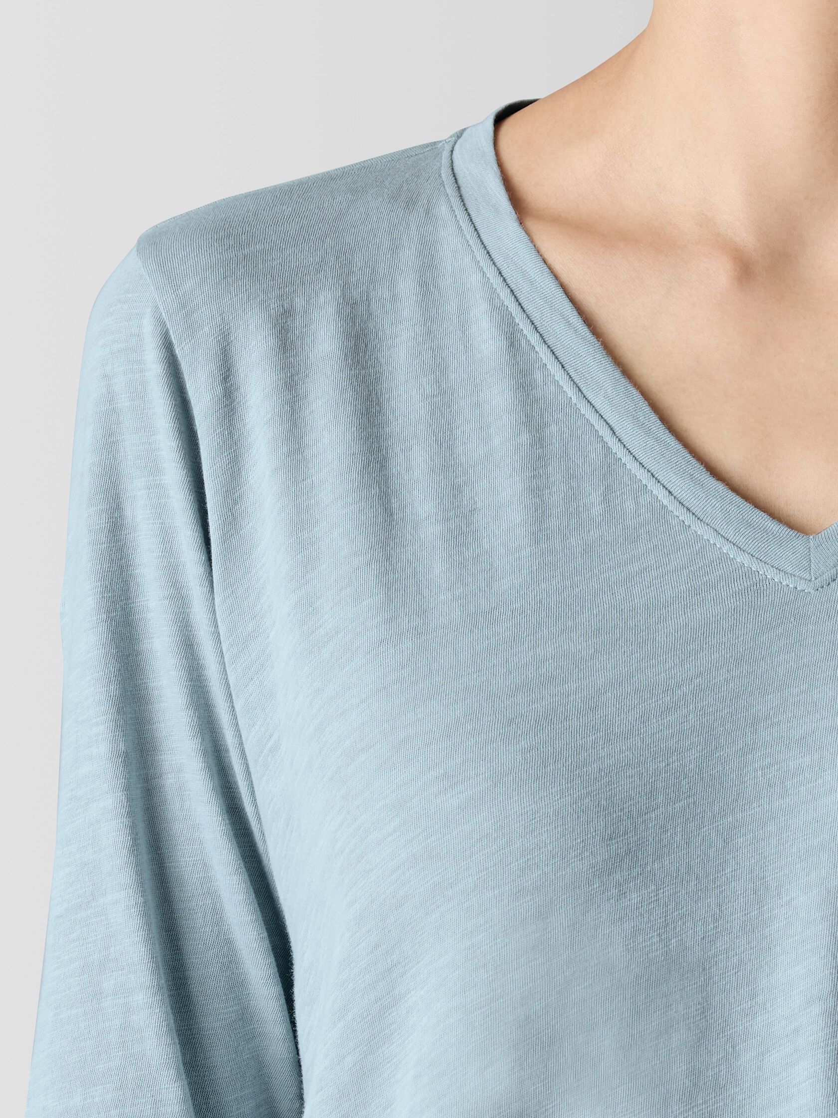 Organic Cotton Slubby Jersey V-Neck Top