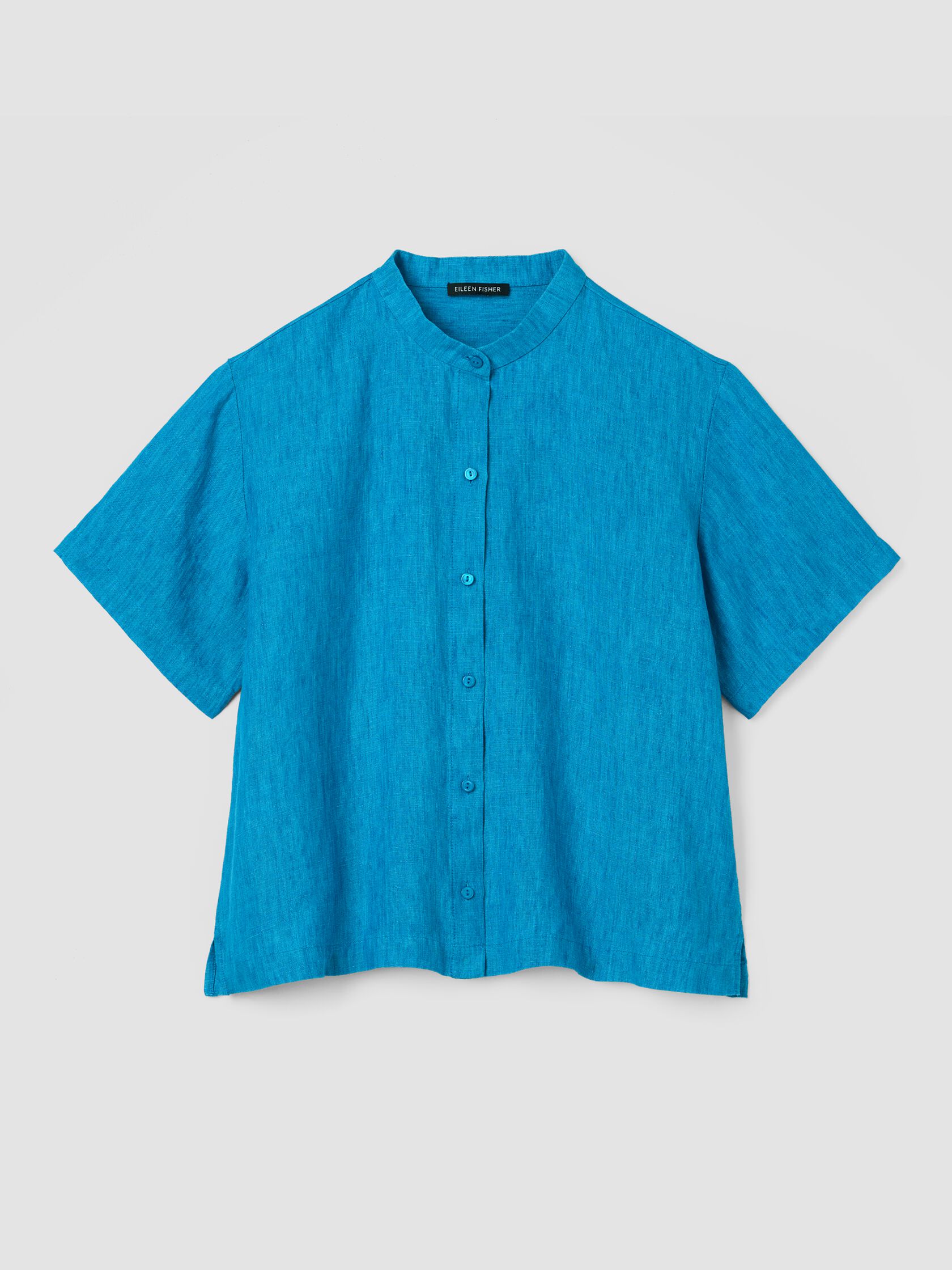 Washed Organic Linen D&eacute;lav&eacute; Band Collar Shirt