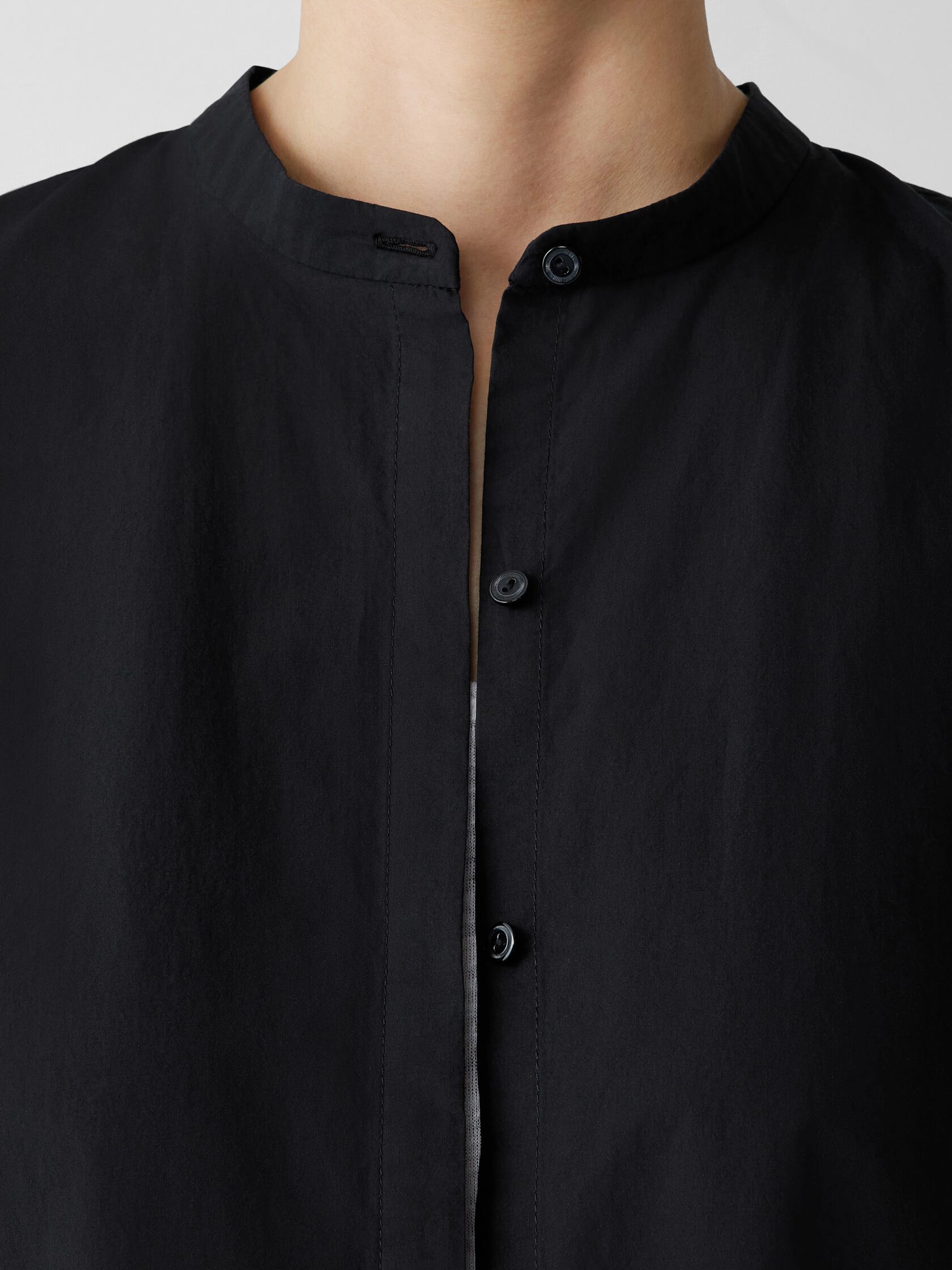 Washed Organic Cotton Poplin Band Collar Shirt