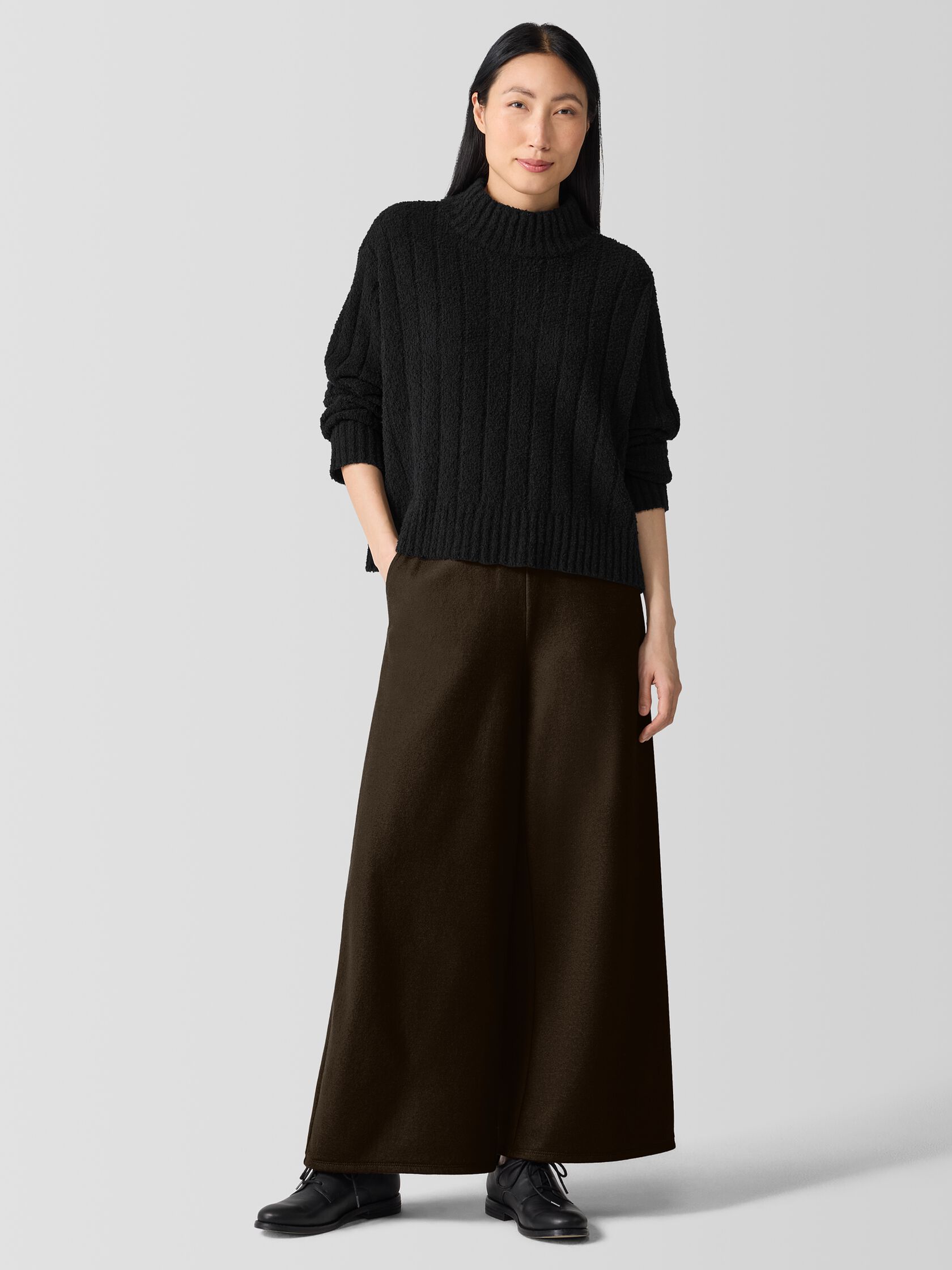 Cotton Fluff Rib Turtleneck Top