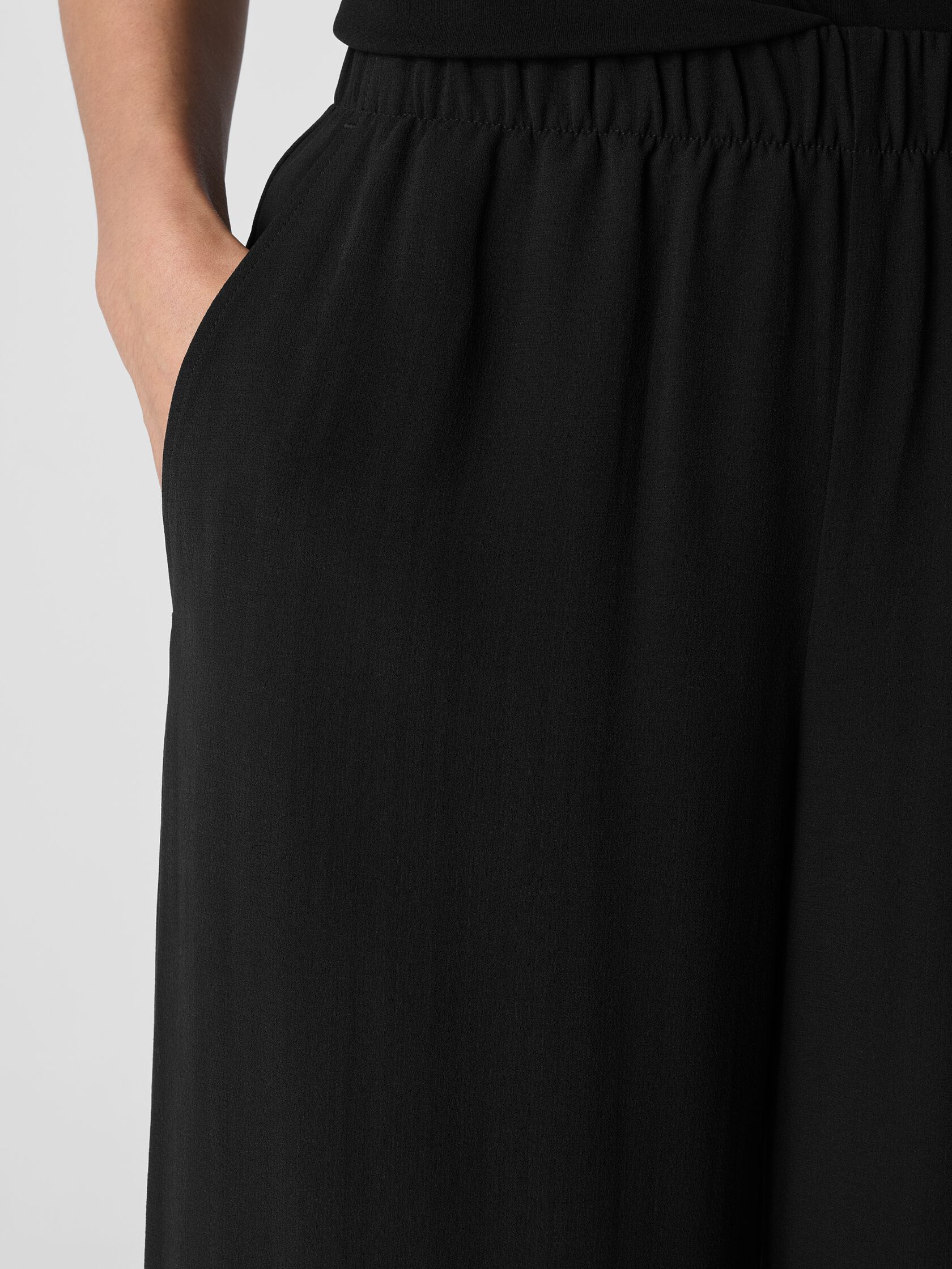 Silk Georgette Crepe Wide-Leg Pant