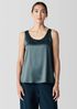Stretch Silk Charmeuse Scoop Neck Tank