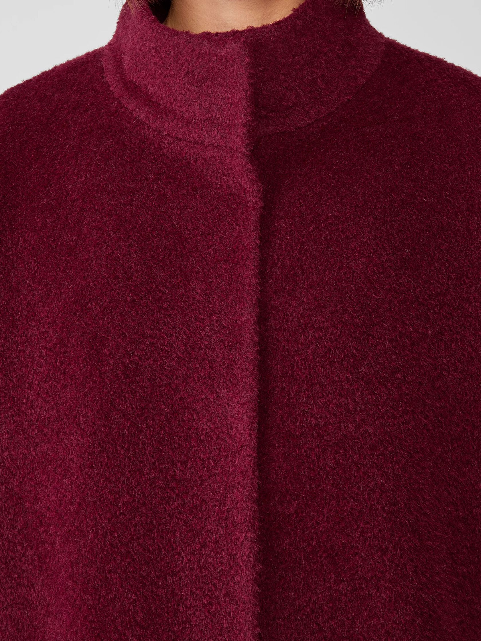 Sheared Suri Alpaca Stand Collar Coat