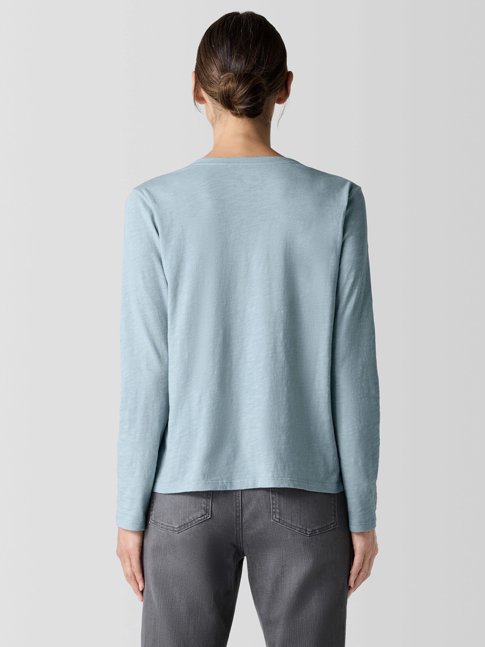 Organic Cotton Slubby Jersey V-Neck Top