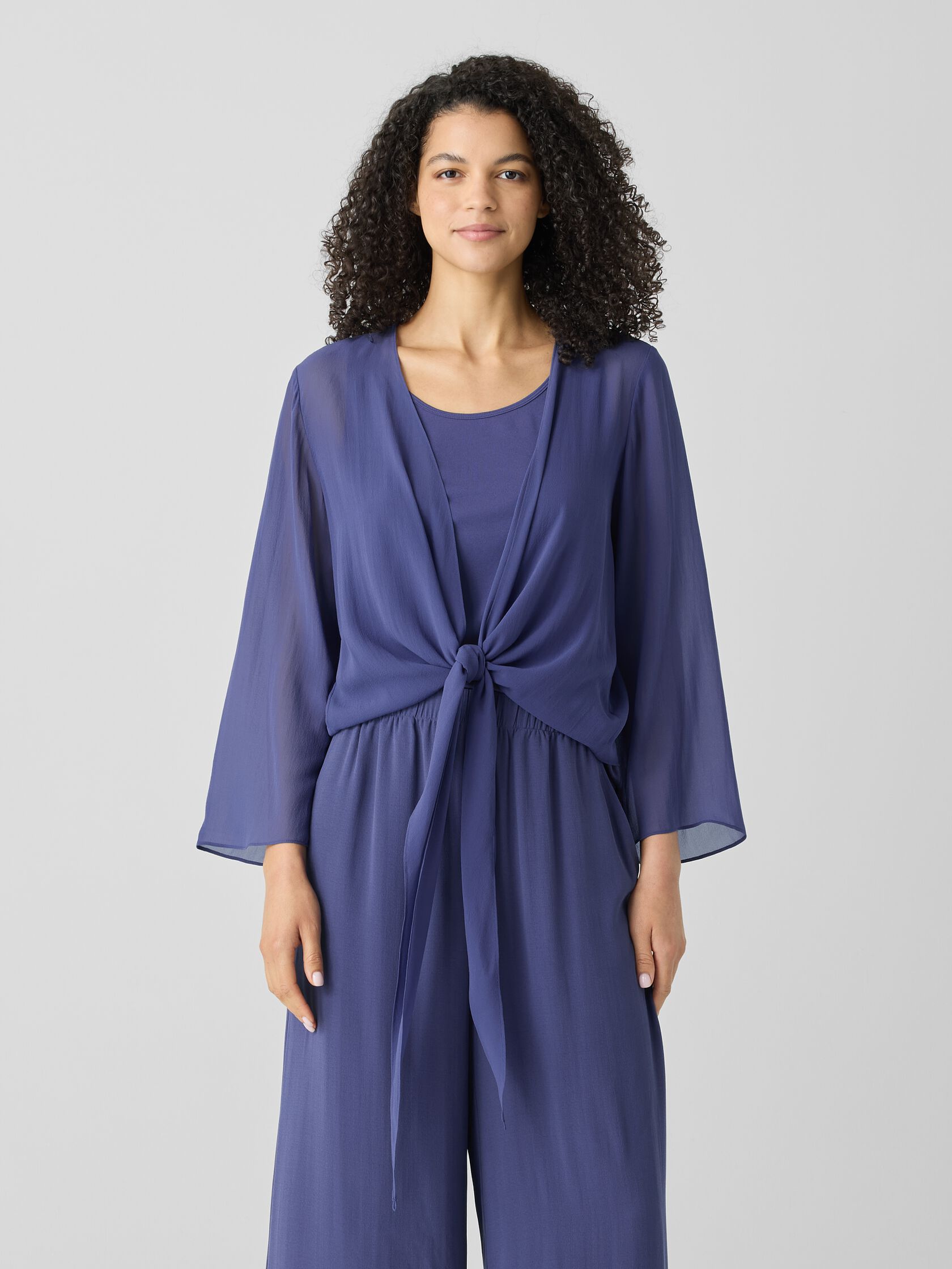 Sheer Silk Georgette Tie Jacket