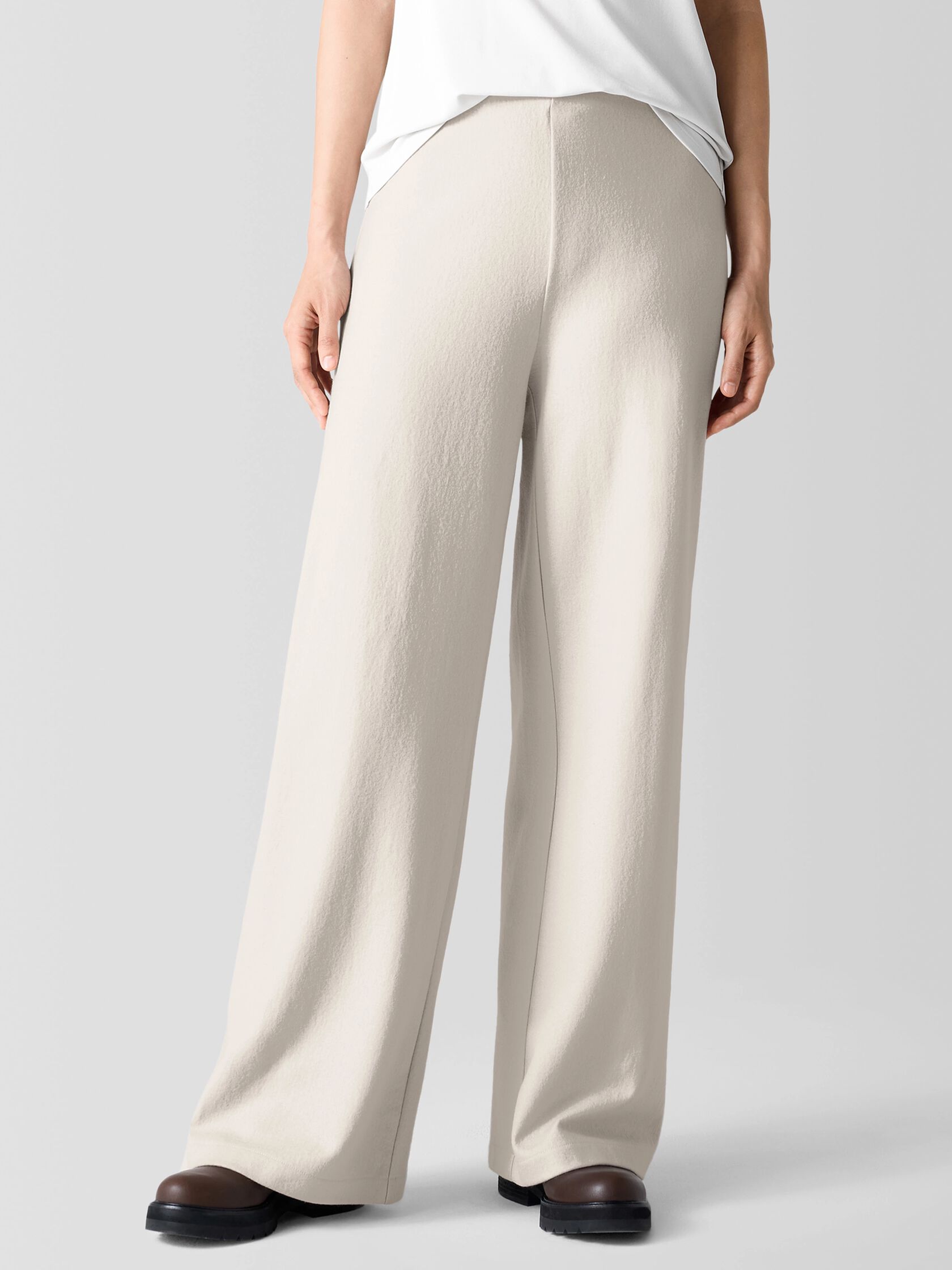 Felted Wool Jersey&nbsp;Wide-Leg Long Pant in Regenerative Wool