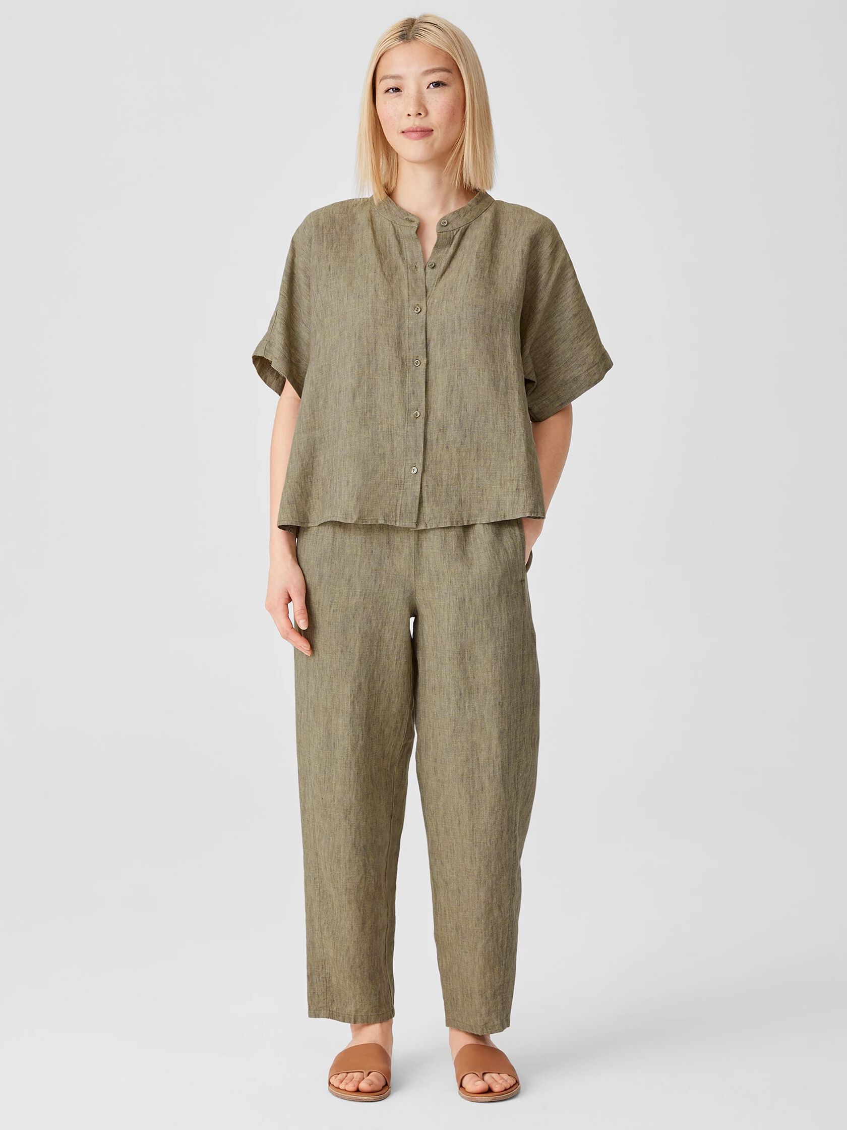 Washed Organic Linen Delave Shirt