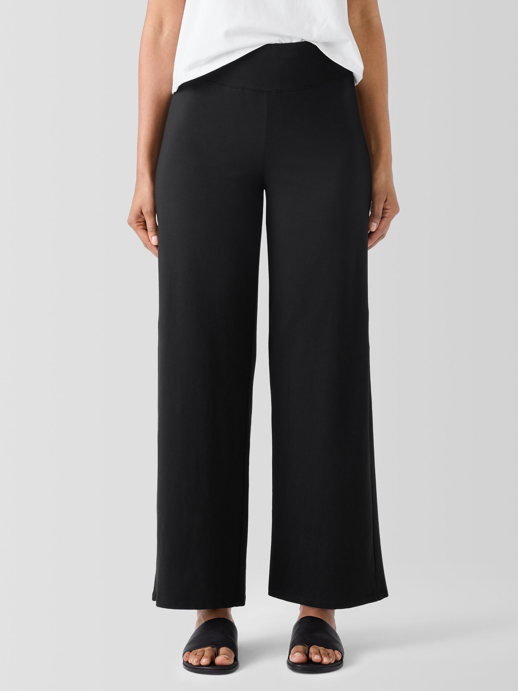 Pima Cotton Stretch Jersey Wide-Leg Pant