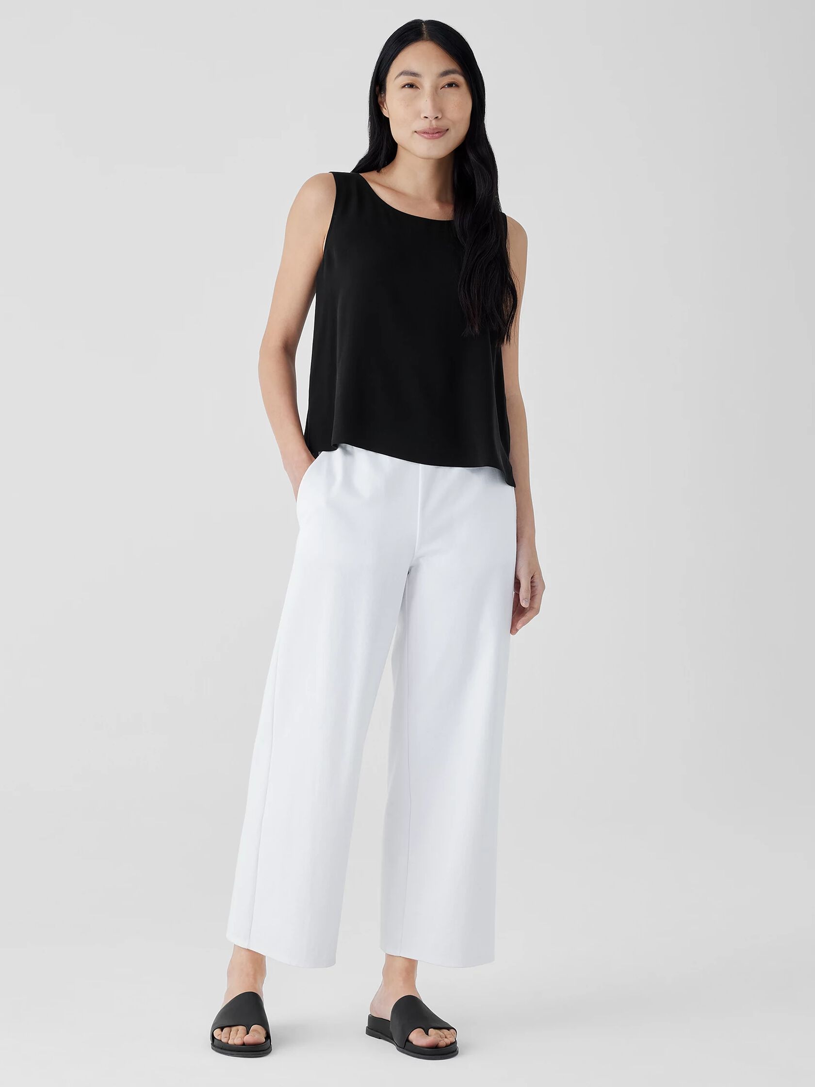 Cotton Blend Ponte Wide-Leg Pant