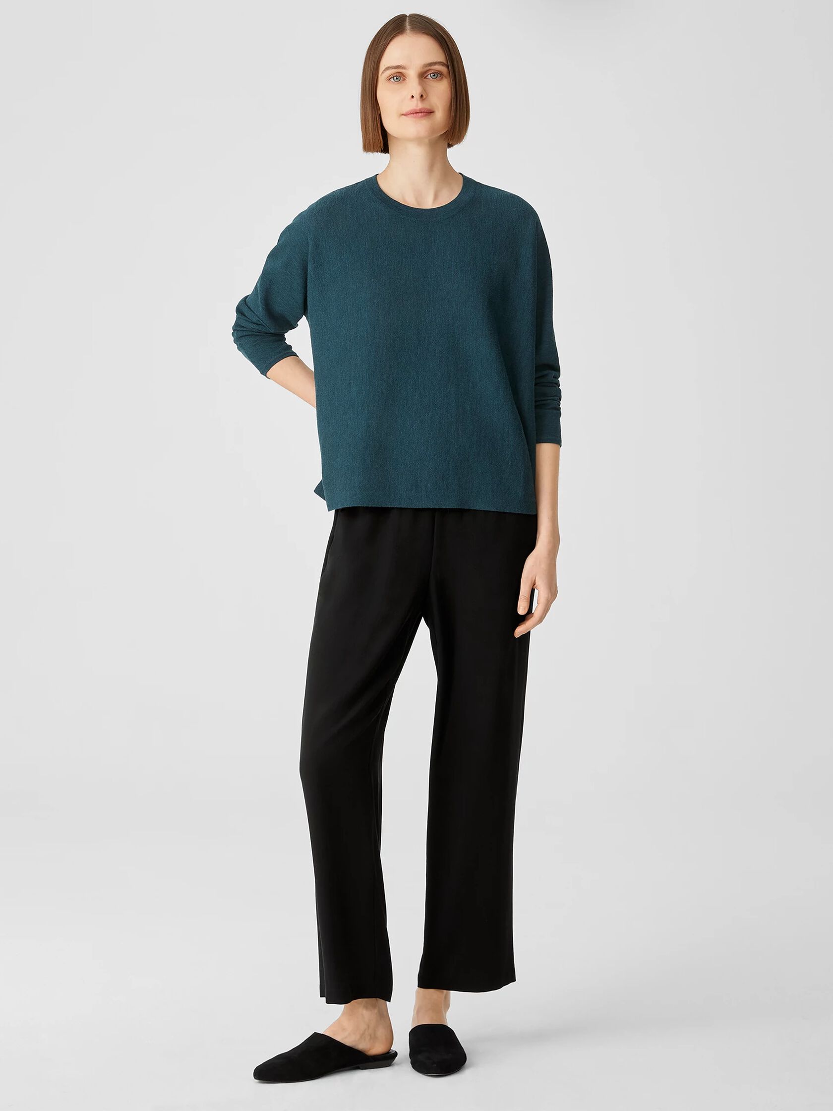 Washable Wool Crepe Top in Regenerative Wool