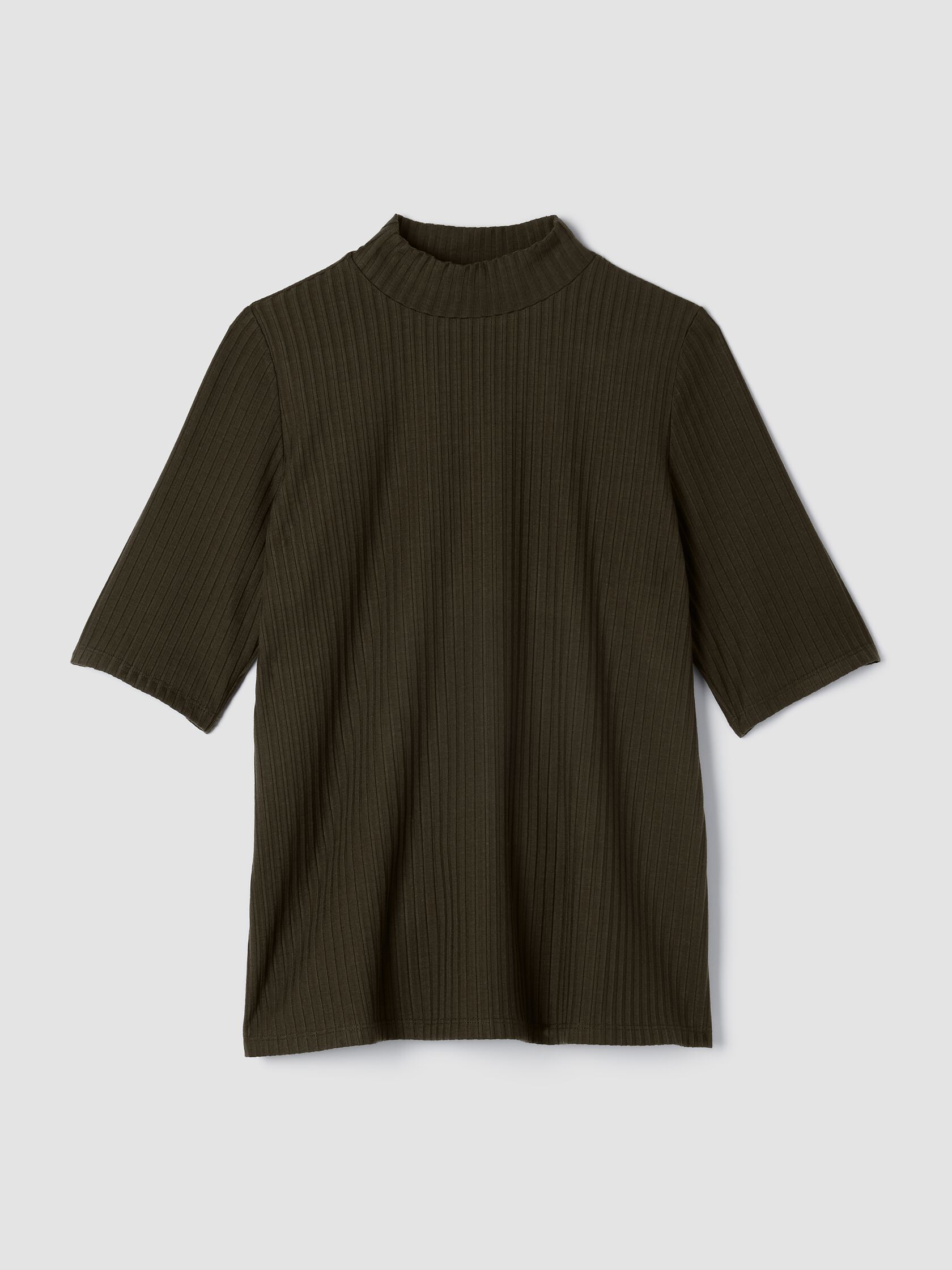 Textured Stretch Rib Mock Neck Top