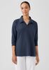 Pima Cotton Stretch Jersey Classic Collar&nbsp;Top