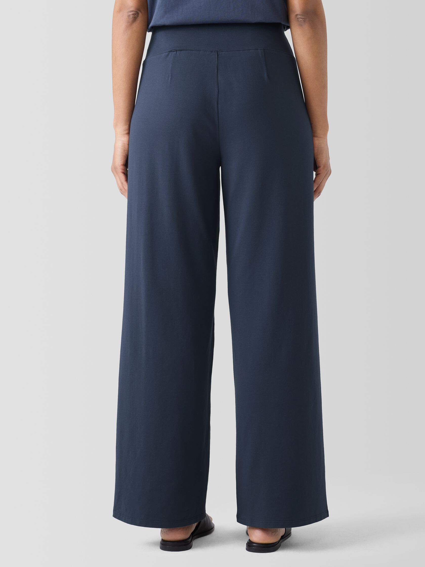 Pima Cotton Stretch Jersey Wide-Leg Pant
