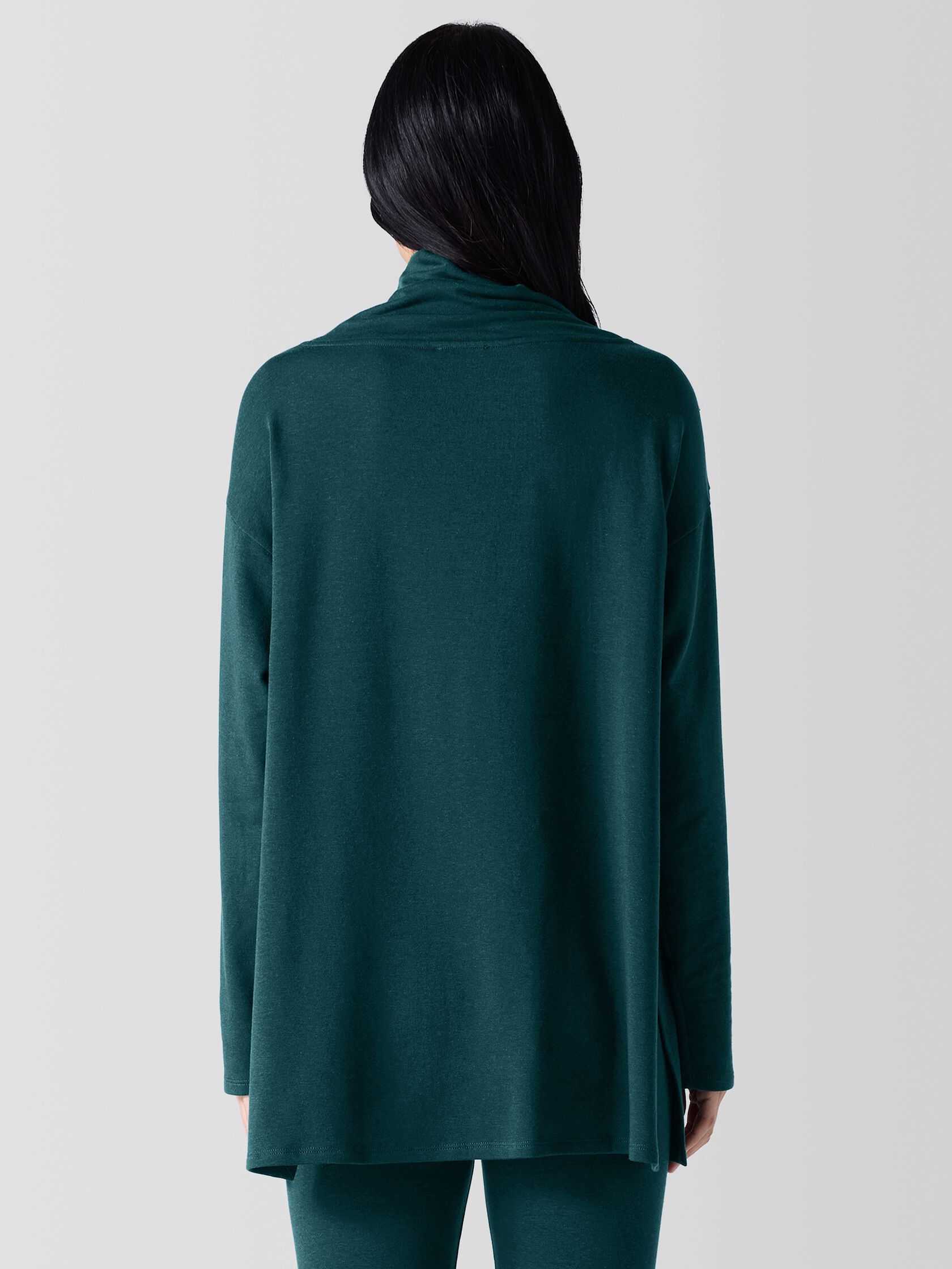 Cozy Brushed Terry Hug Funnel Neck Long Top