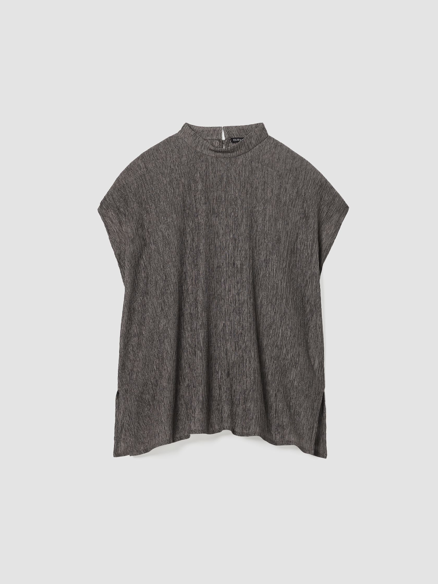 Woven Pliss&eacute; Mock Neck Top