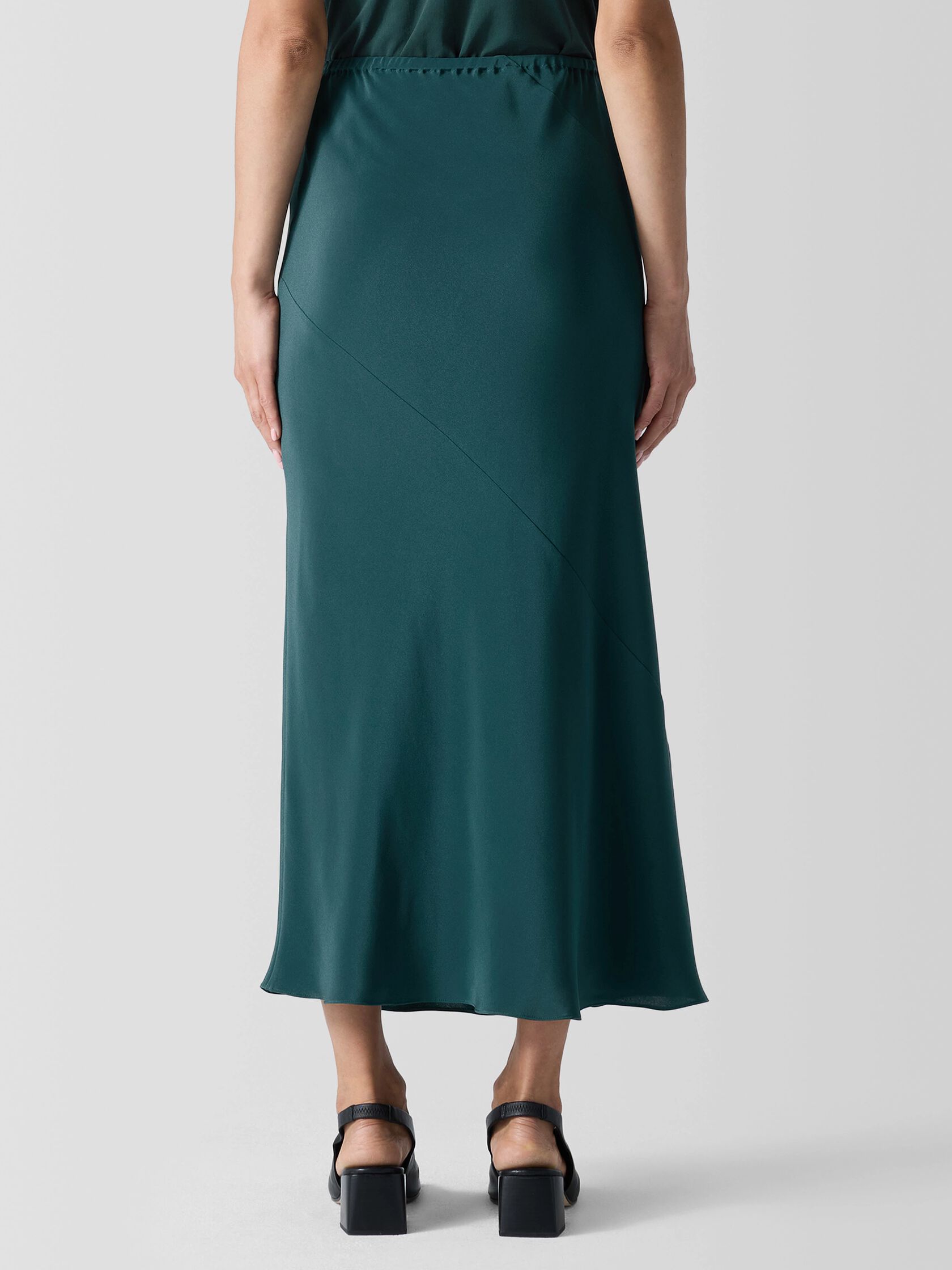 Silk Double Crepe Bias Skirt