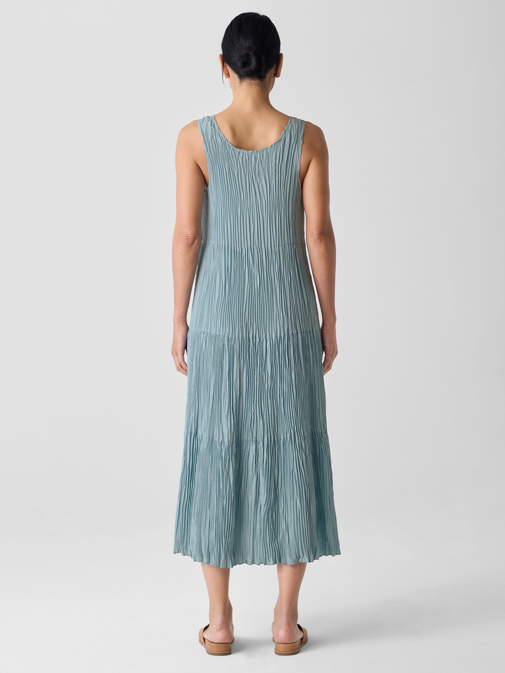 Crushed Silk Tiered Dress