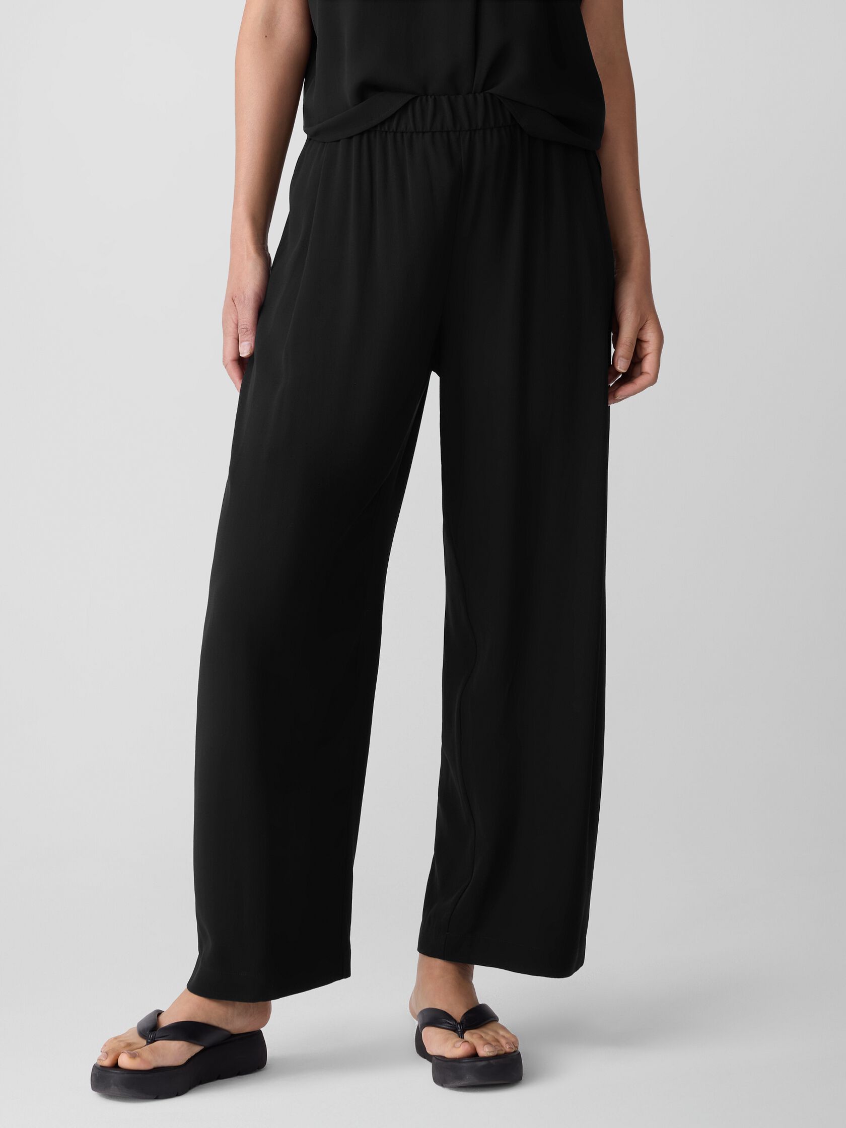 Silk Georgette Crepe Pleated Straight Pant