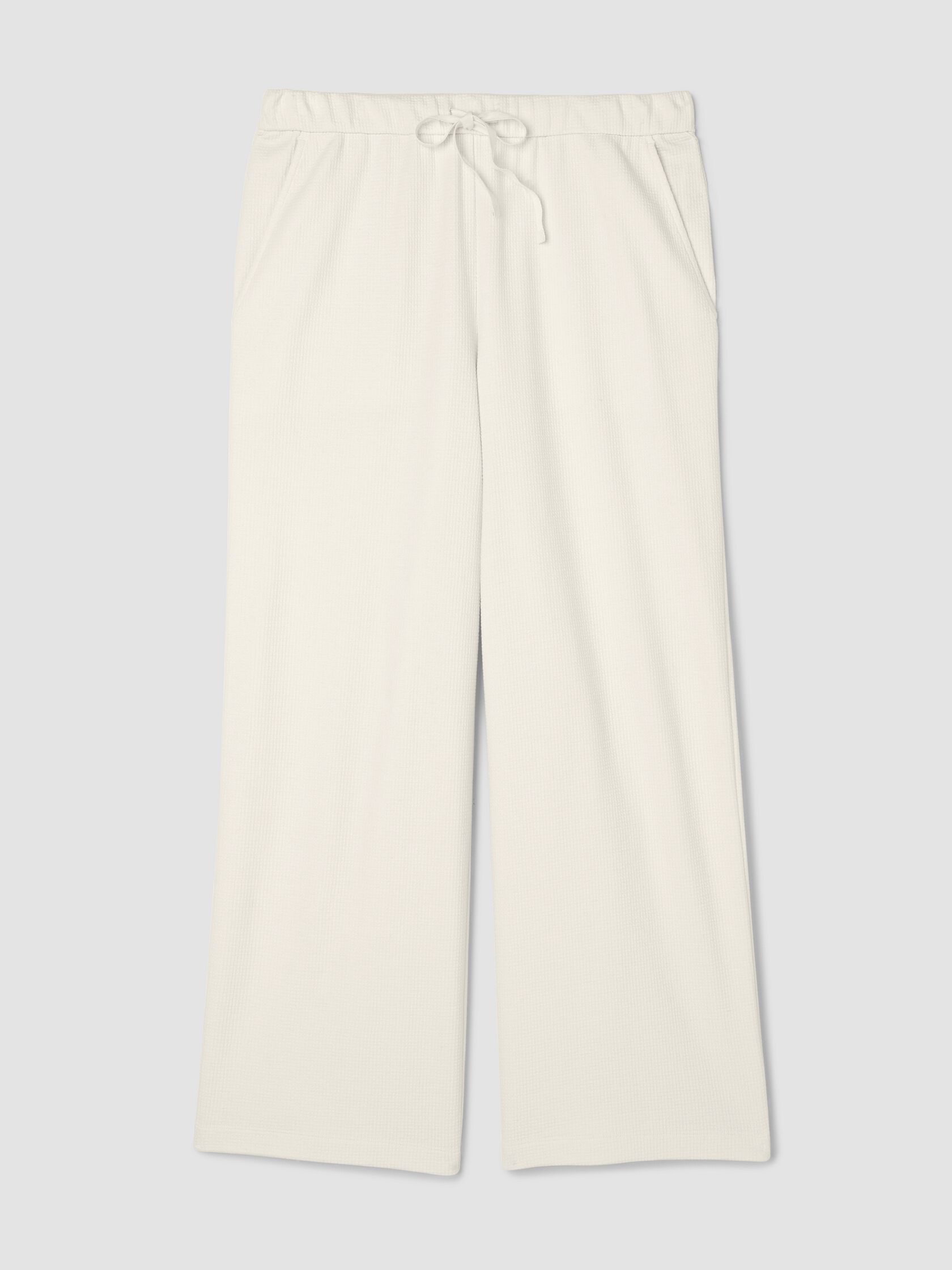 Waffle Cotton Blend Doubleknit Wide-Leg Pant