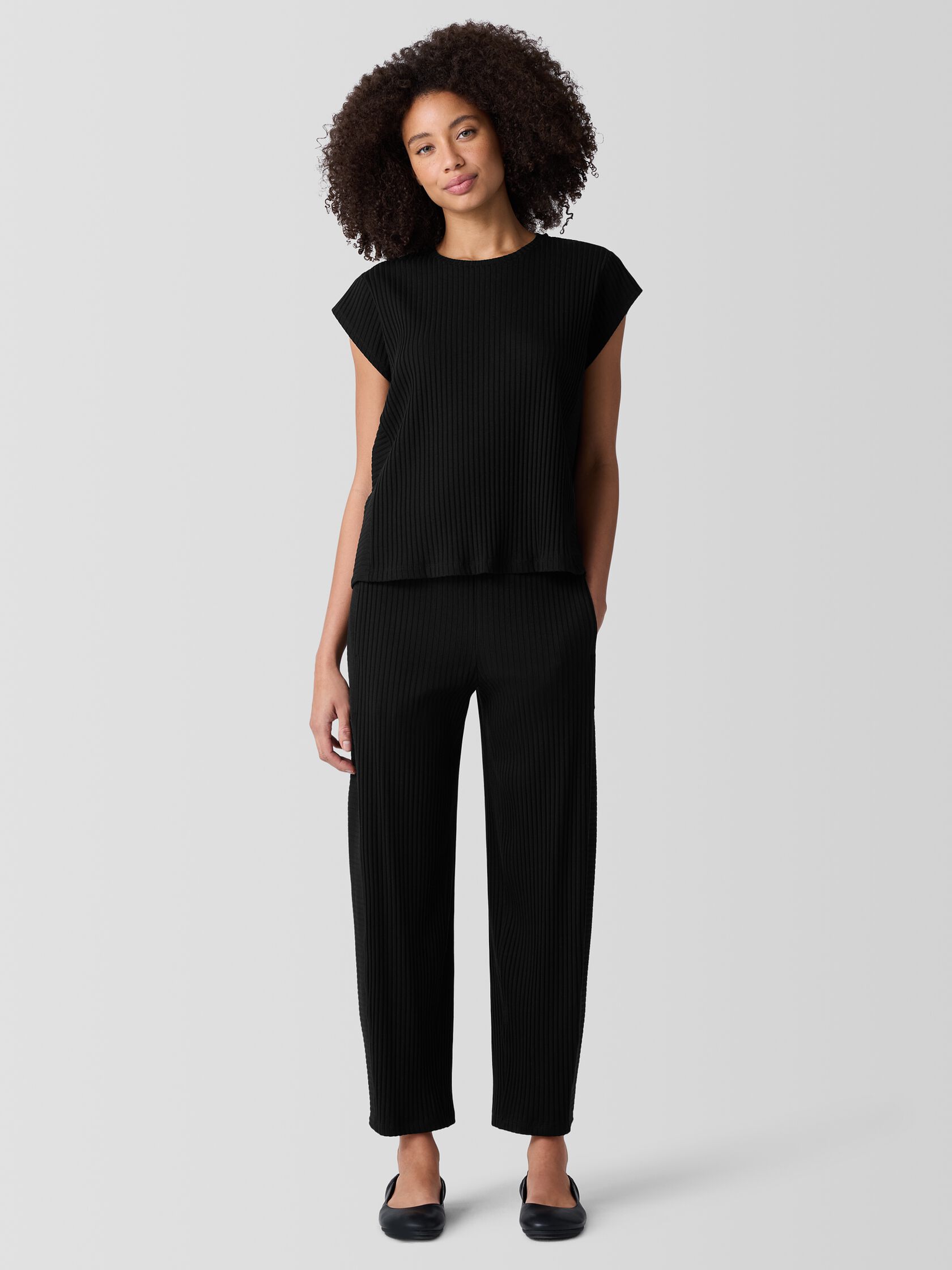 Textured Stretch Rib Lantern Pant