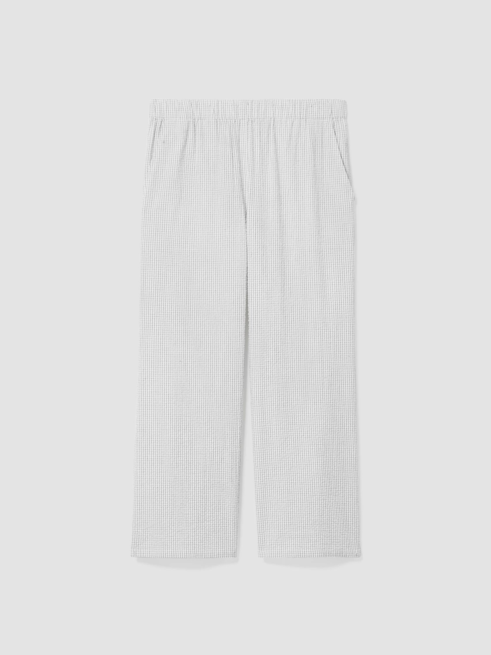 Organic Cotton Ripple Checkered Wide-Leg Pant